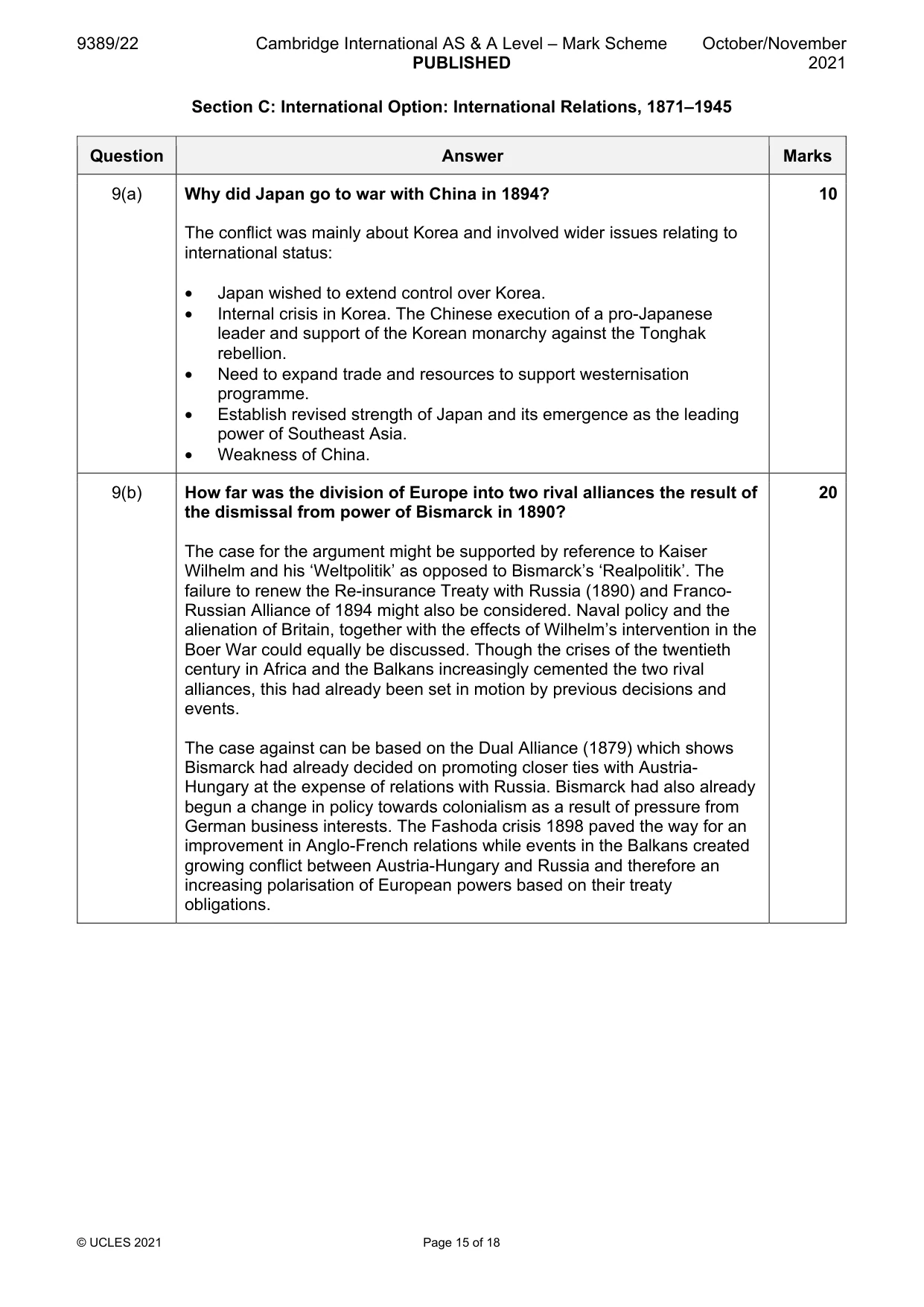 Mark scheme, page 15 of 18