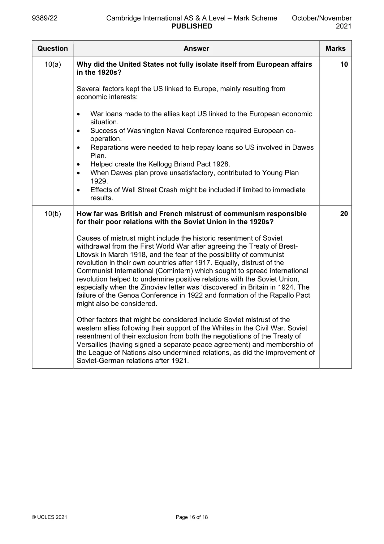 Mark scheme, page 16 of 18