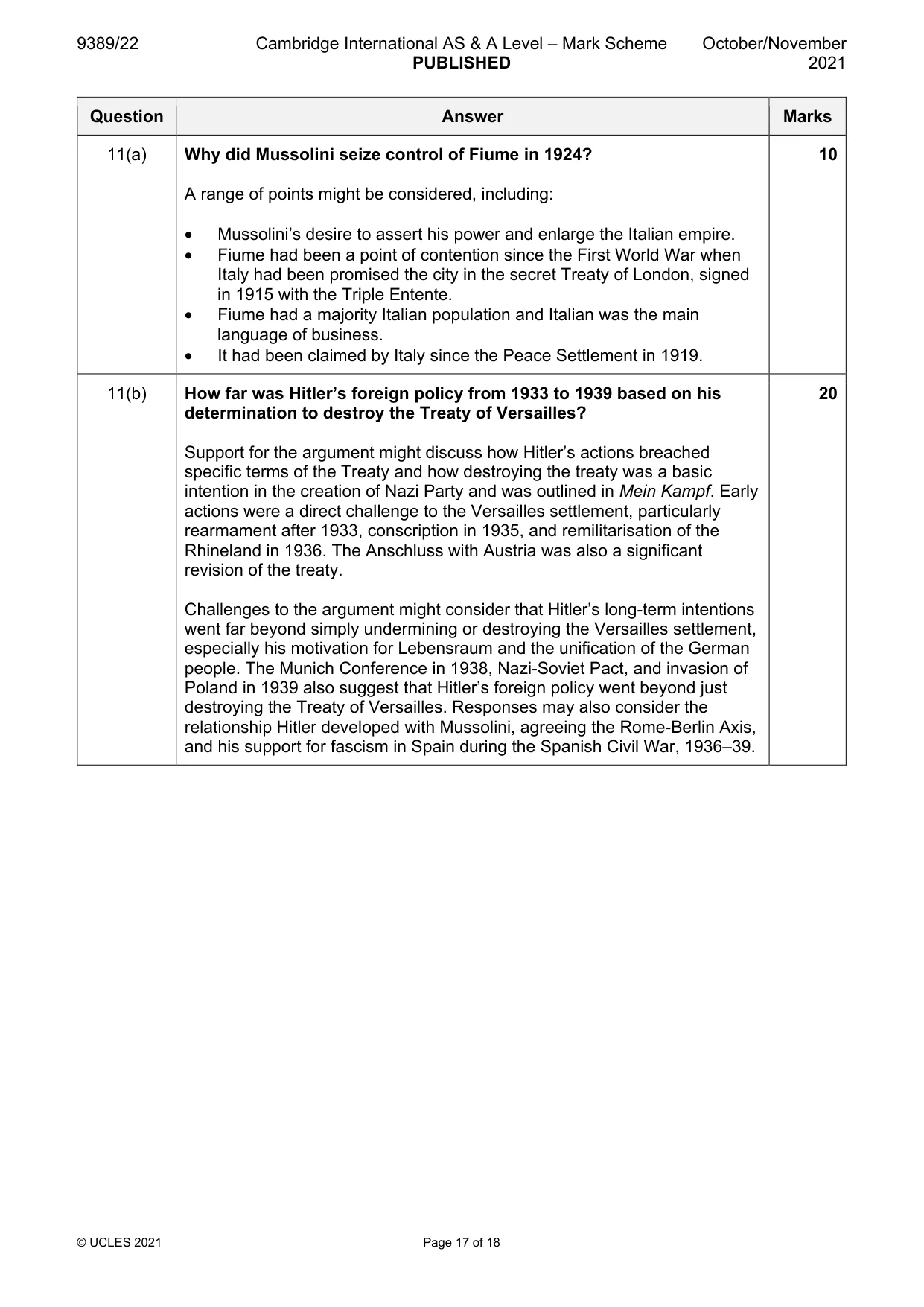 Mark scheme, page 17 of 18