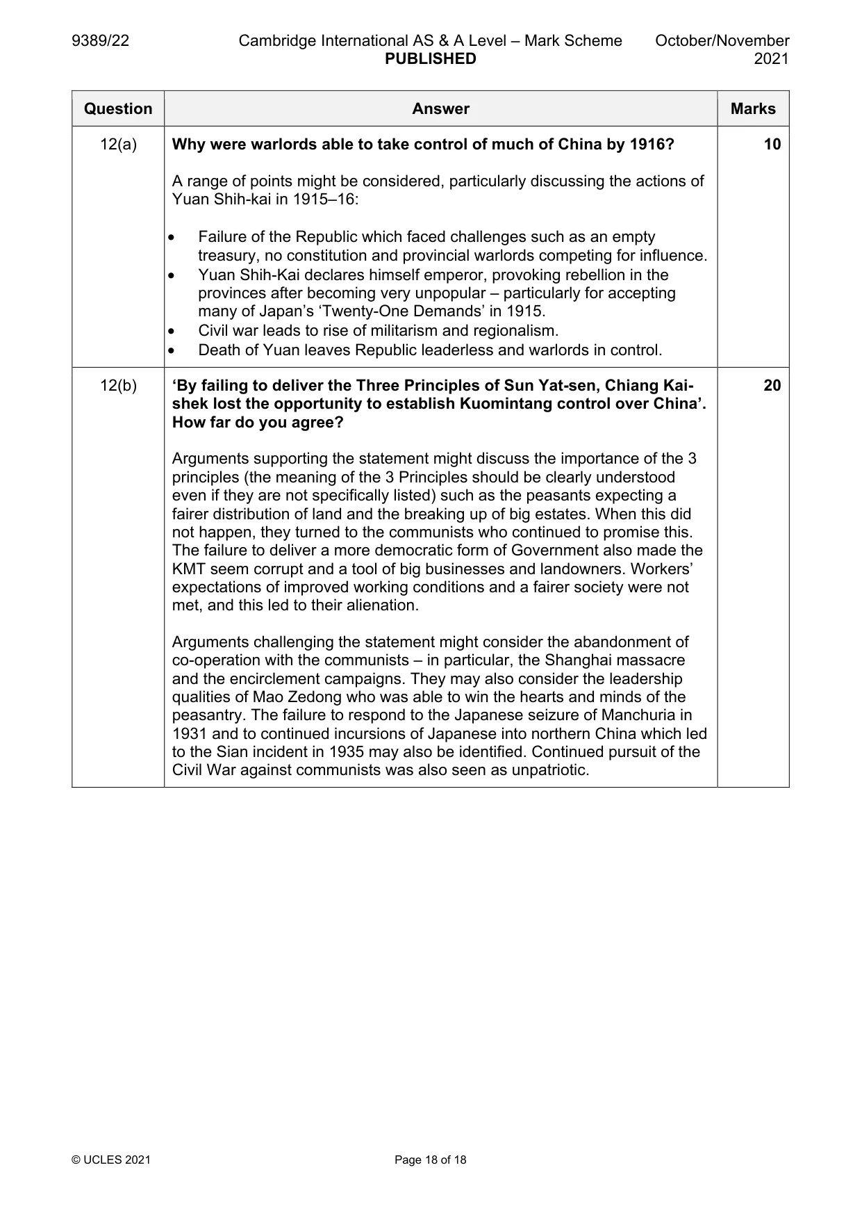 Mark scheme, page 18 of 18