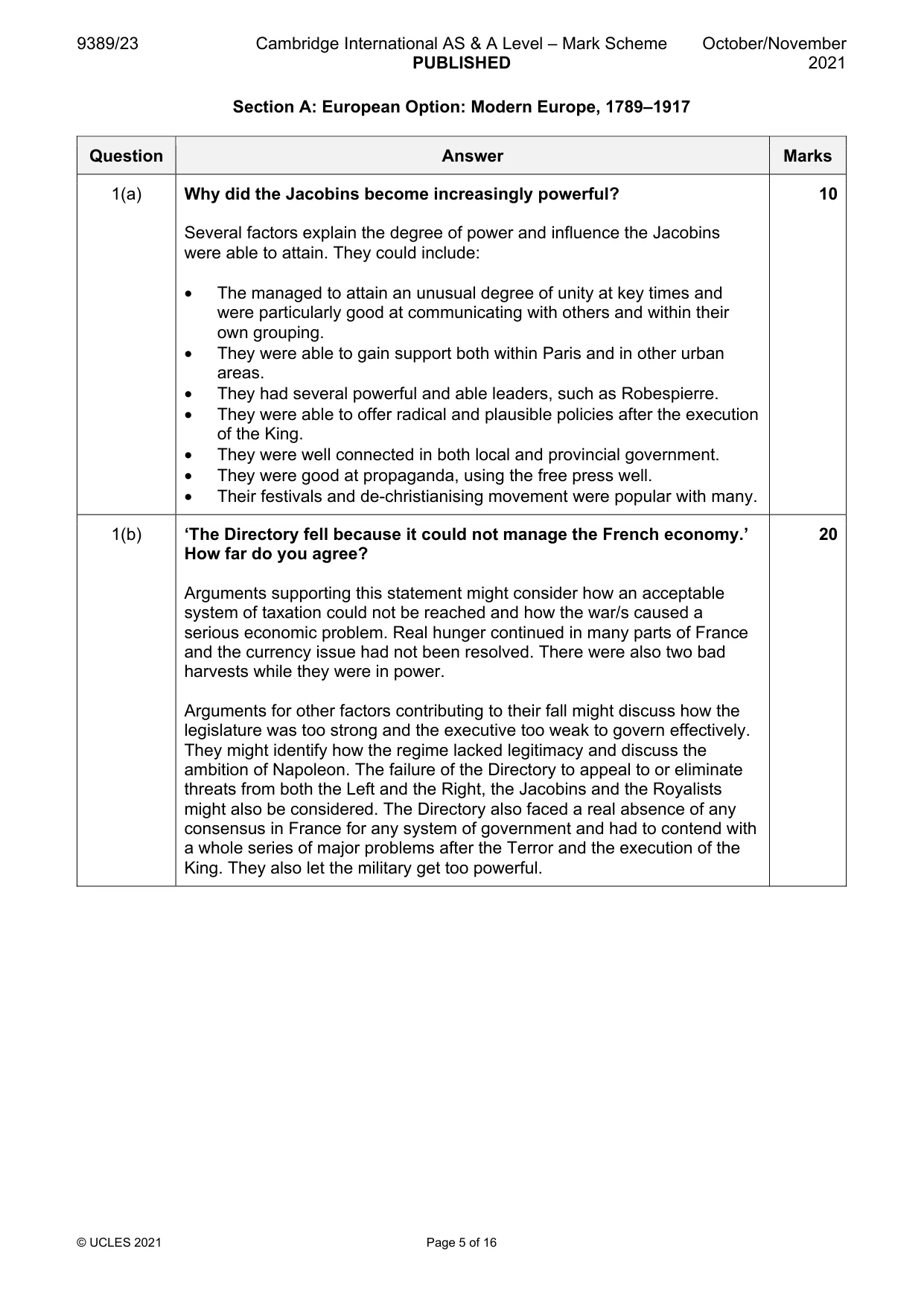 Mark scheme, page 5 of 16