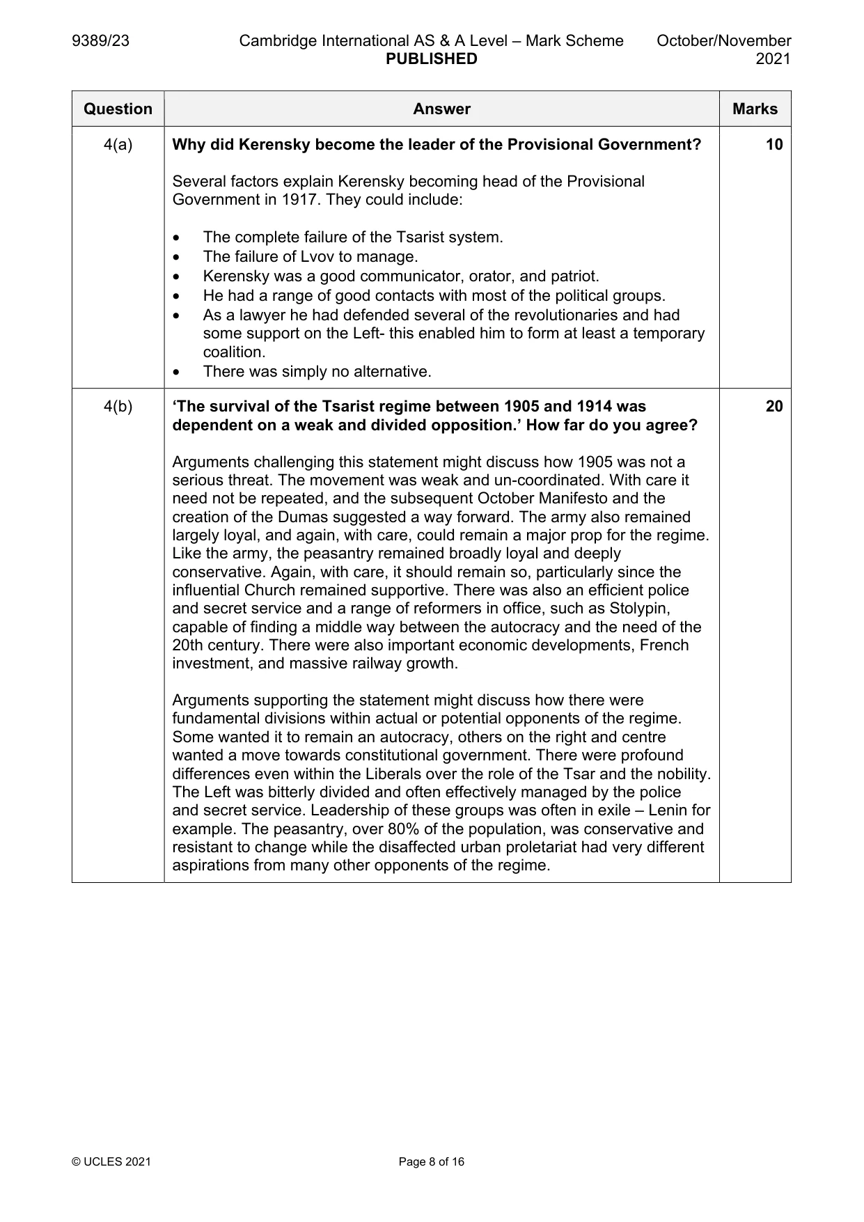 Mark scheme, page 8 of 16