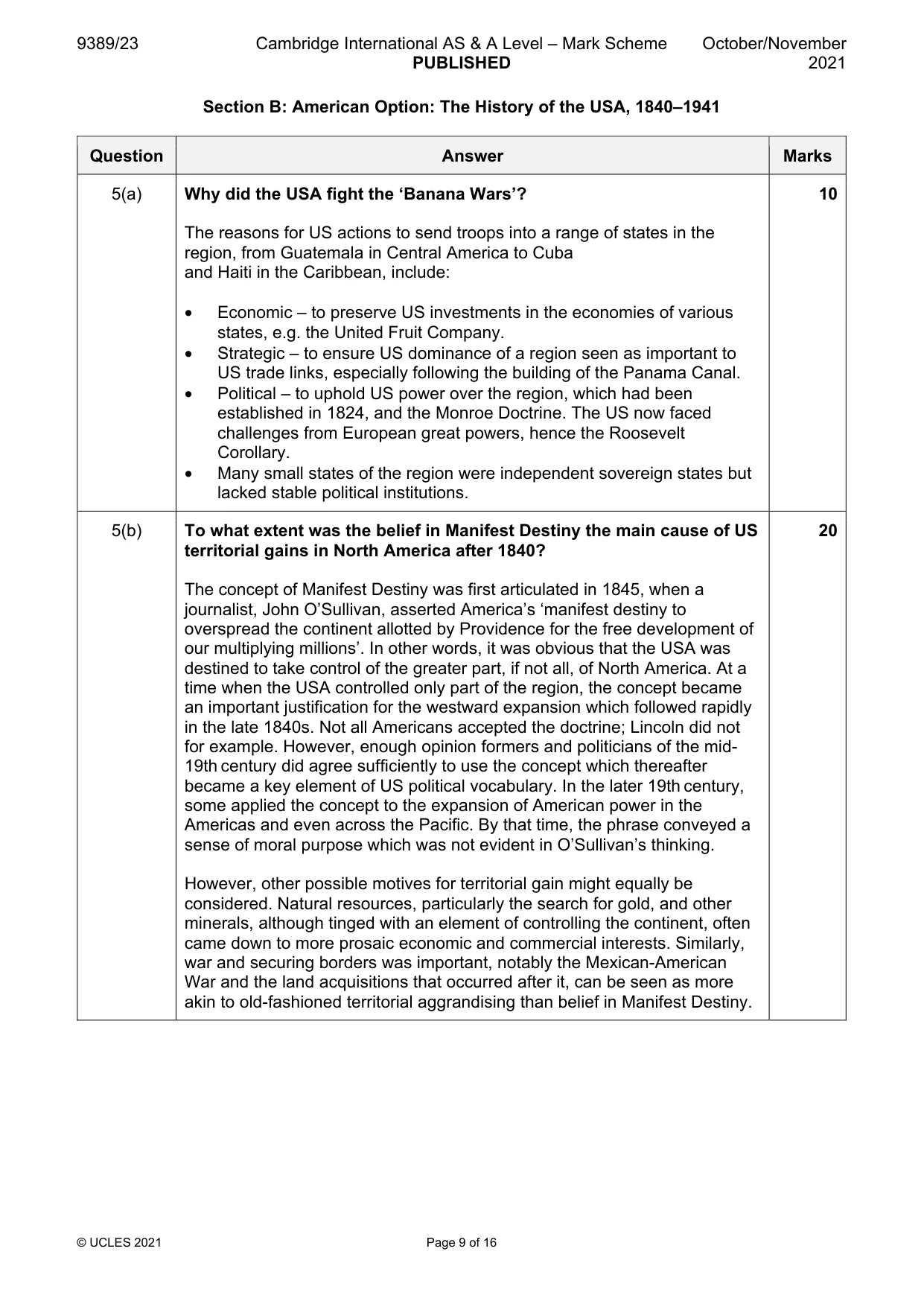 Mark scheme, page 9 of 16