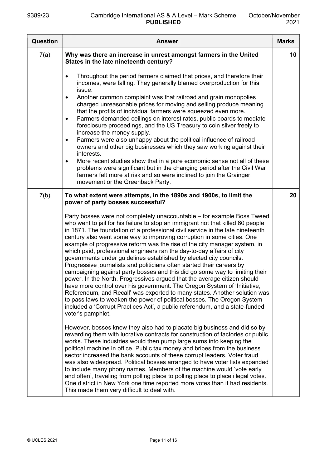 Mark scheme, page 11 of 16