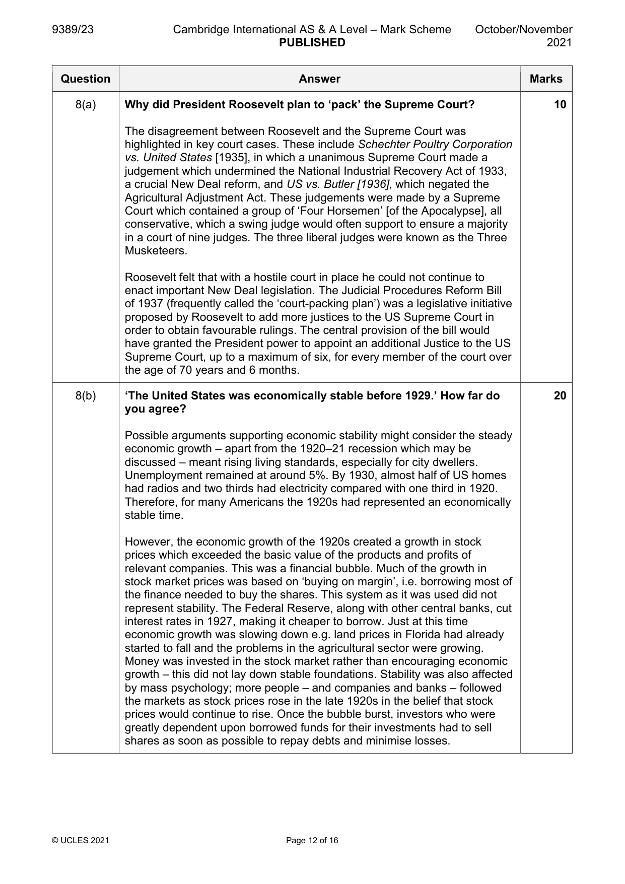 Mark scheme, page 12 of 16