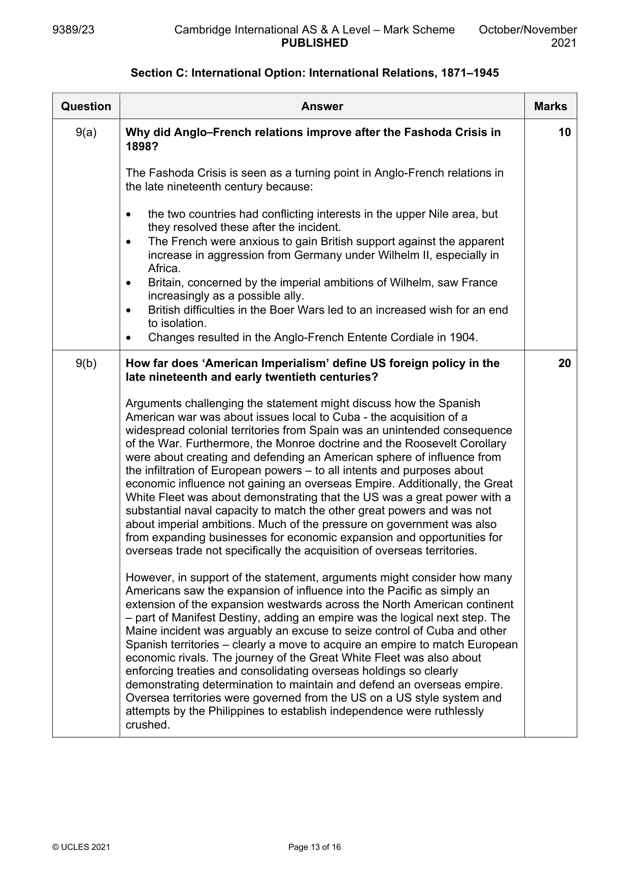 Mark scheme, page 13 of 16