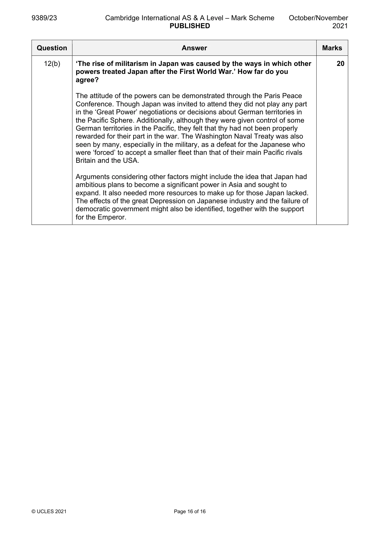 Mark scheme, page 16 of 16