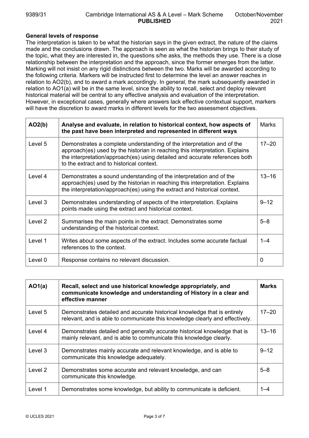 Mark scheme, page 3 of 7