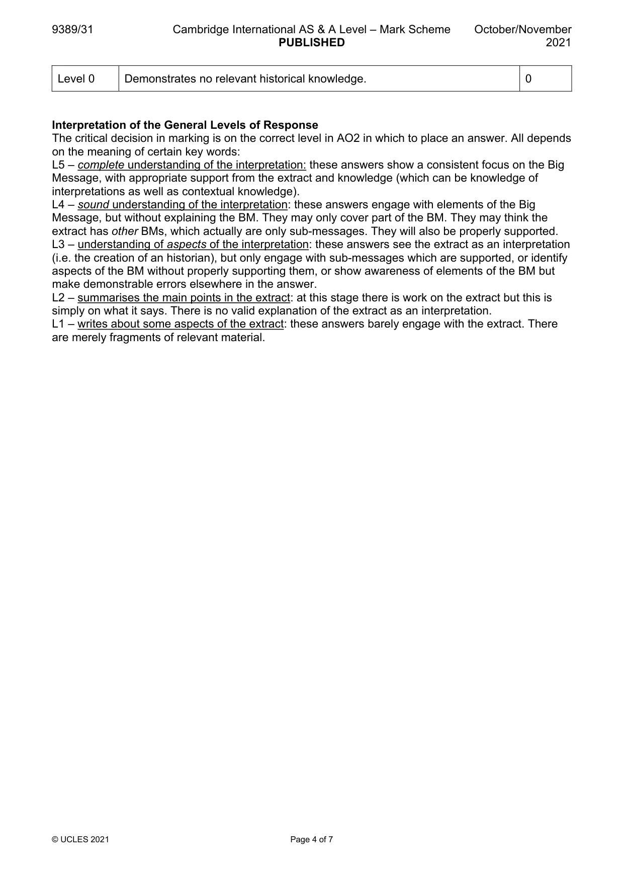 Mark scheme, page 4 of 7