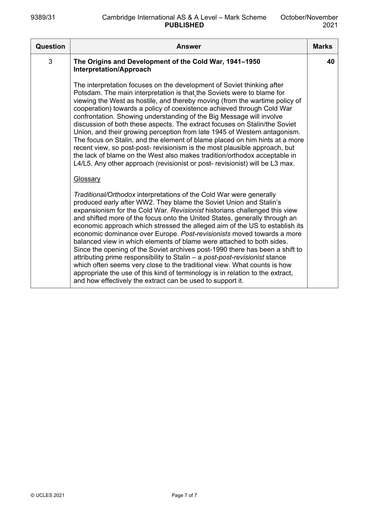 Mark scheme, page 7 of 7