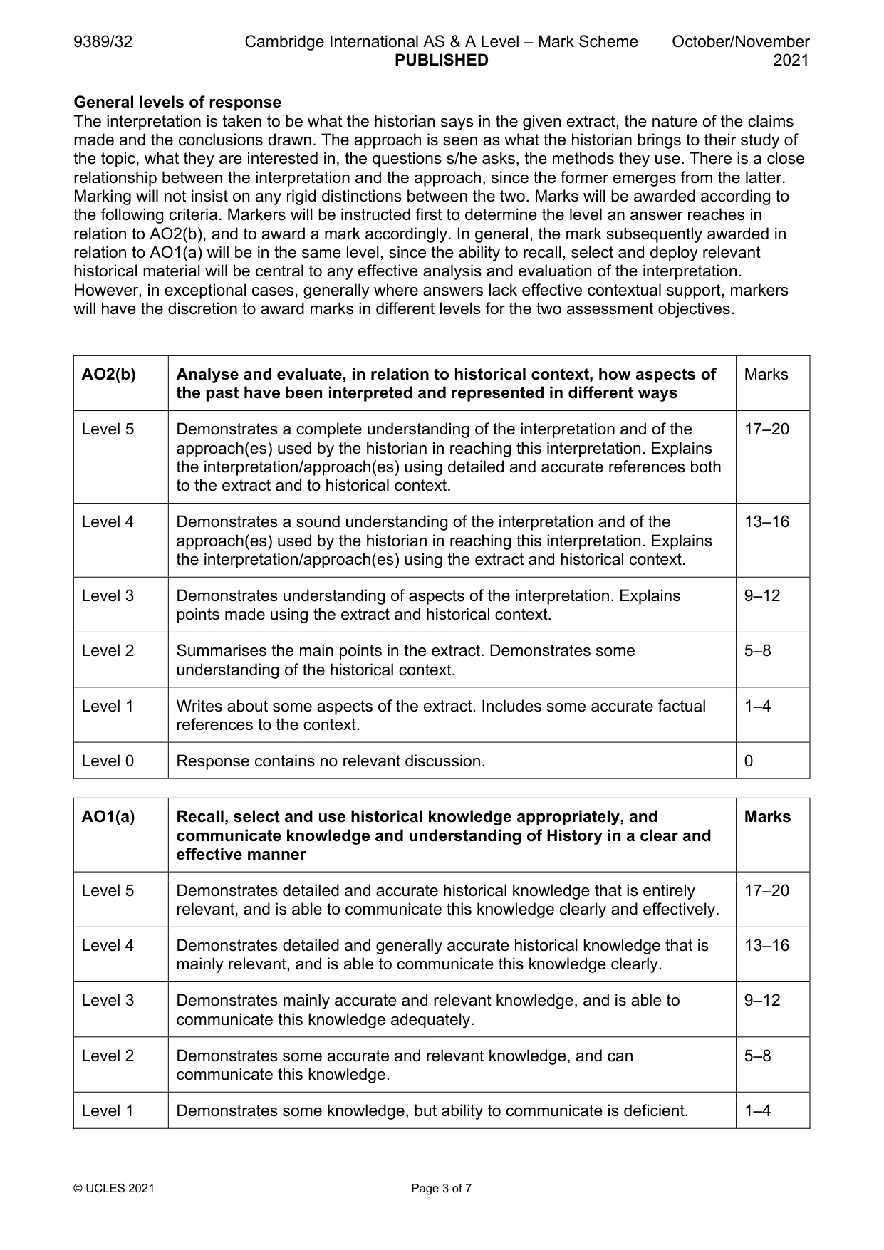 Mark scheme, page 3 of 7