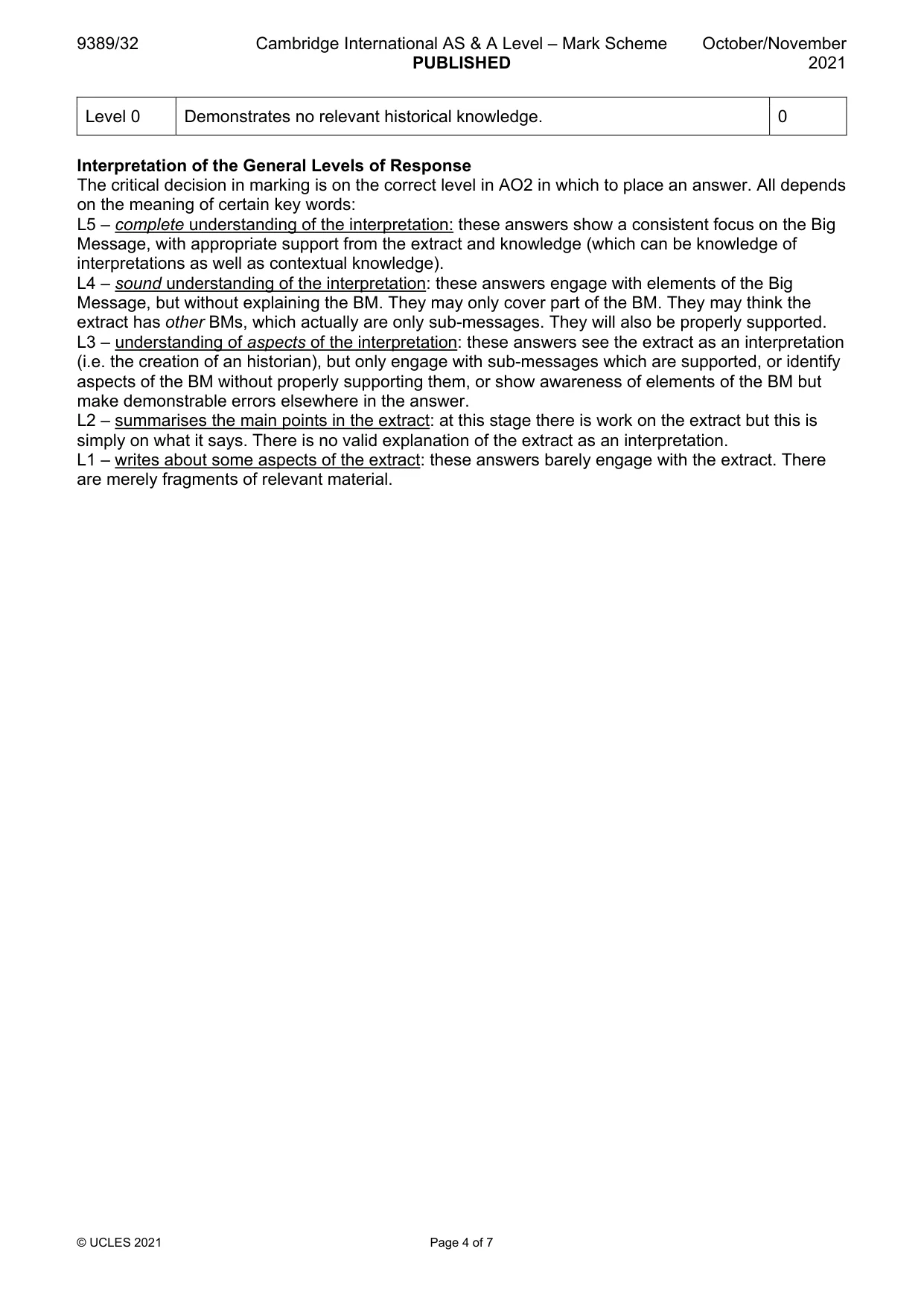 Mark scheme, page 4 of 7
