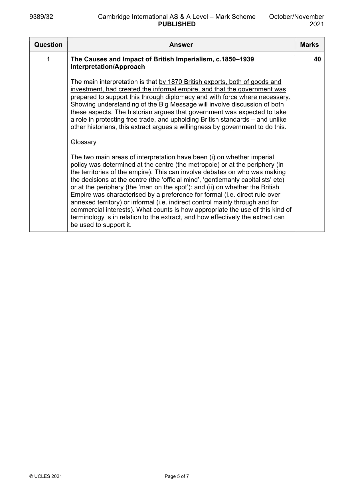 Mark scheme, page 5 of 7