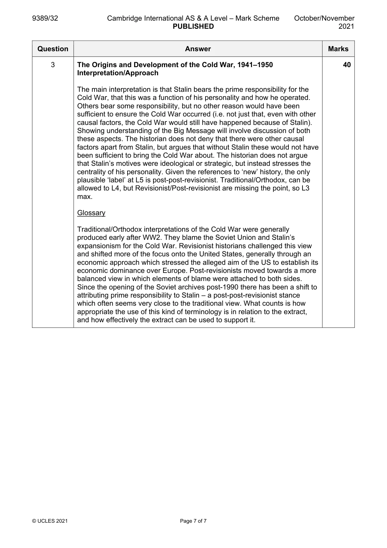 Mark scheme, page 7 of 7