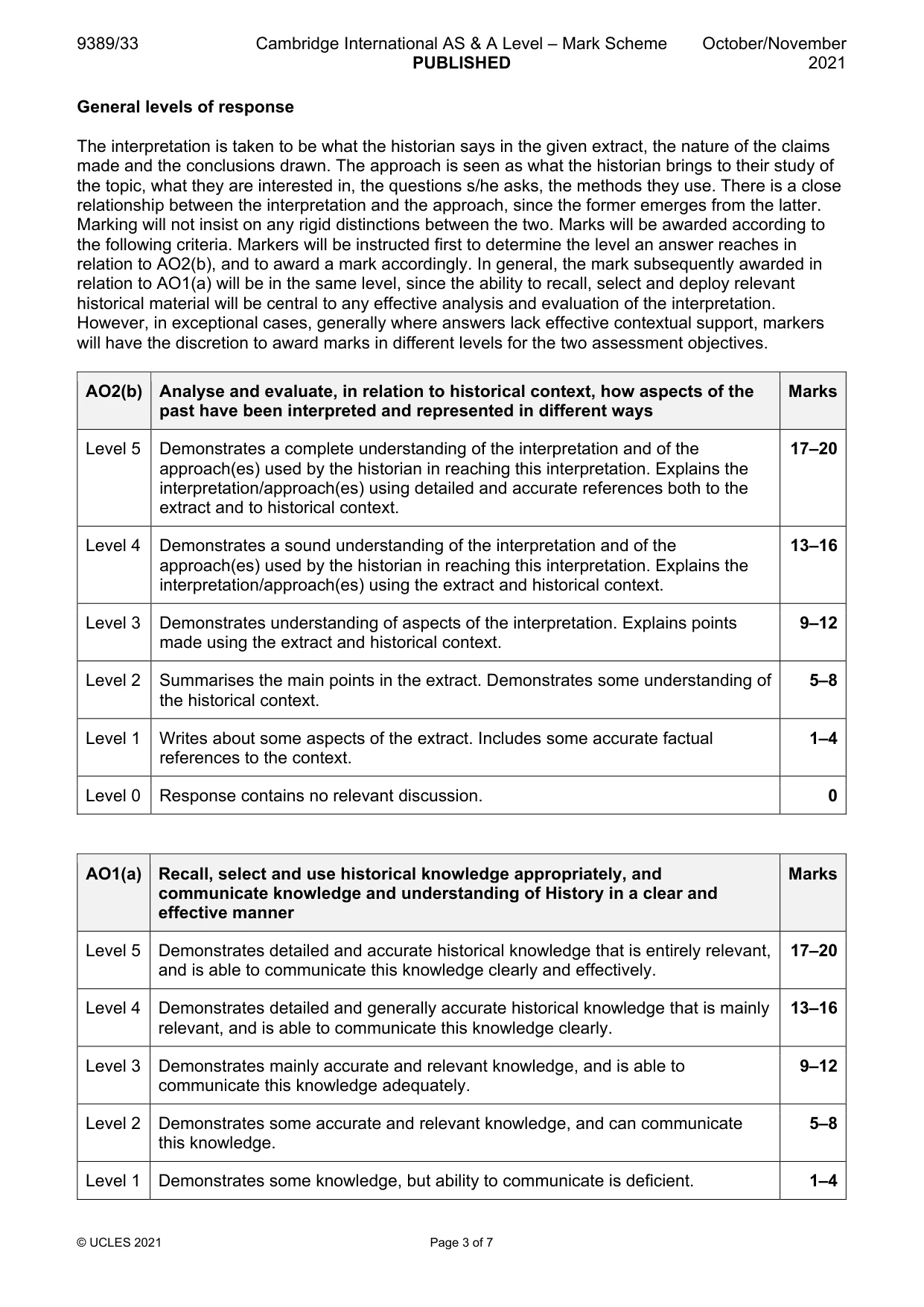Mark scheme, page 3 of 7