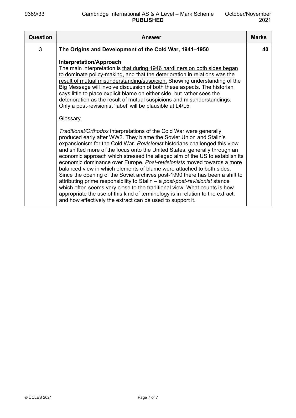 Mark scheme, page 7 of 7