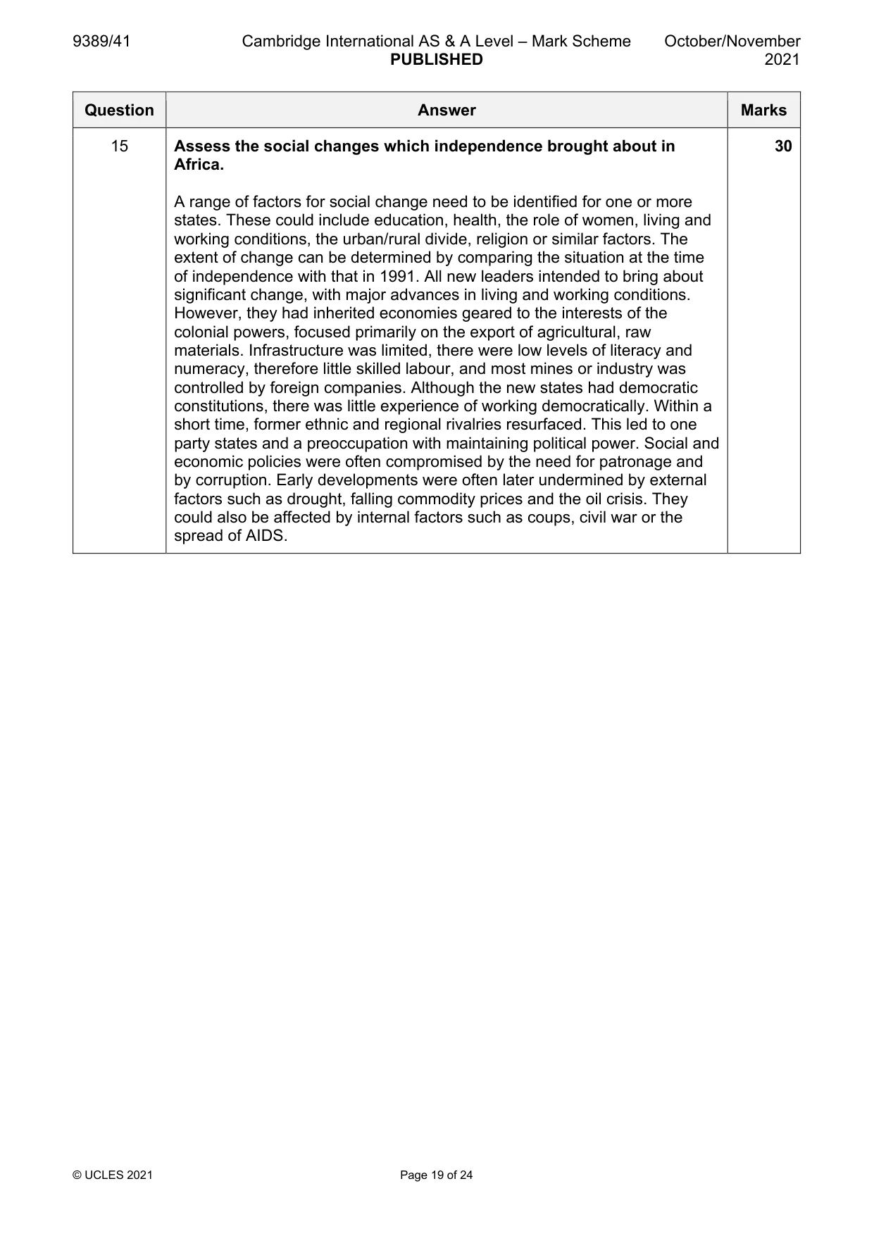 Mark scheme, page 19 of 24
