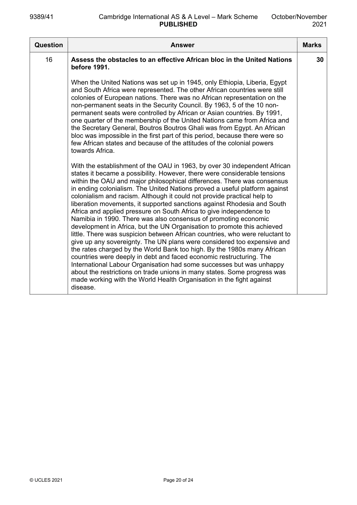Mark scheme, page 20 of 24