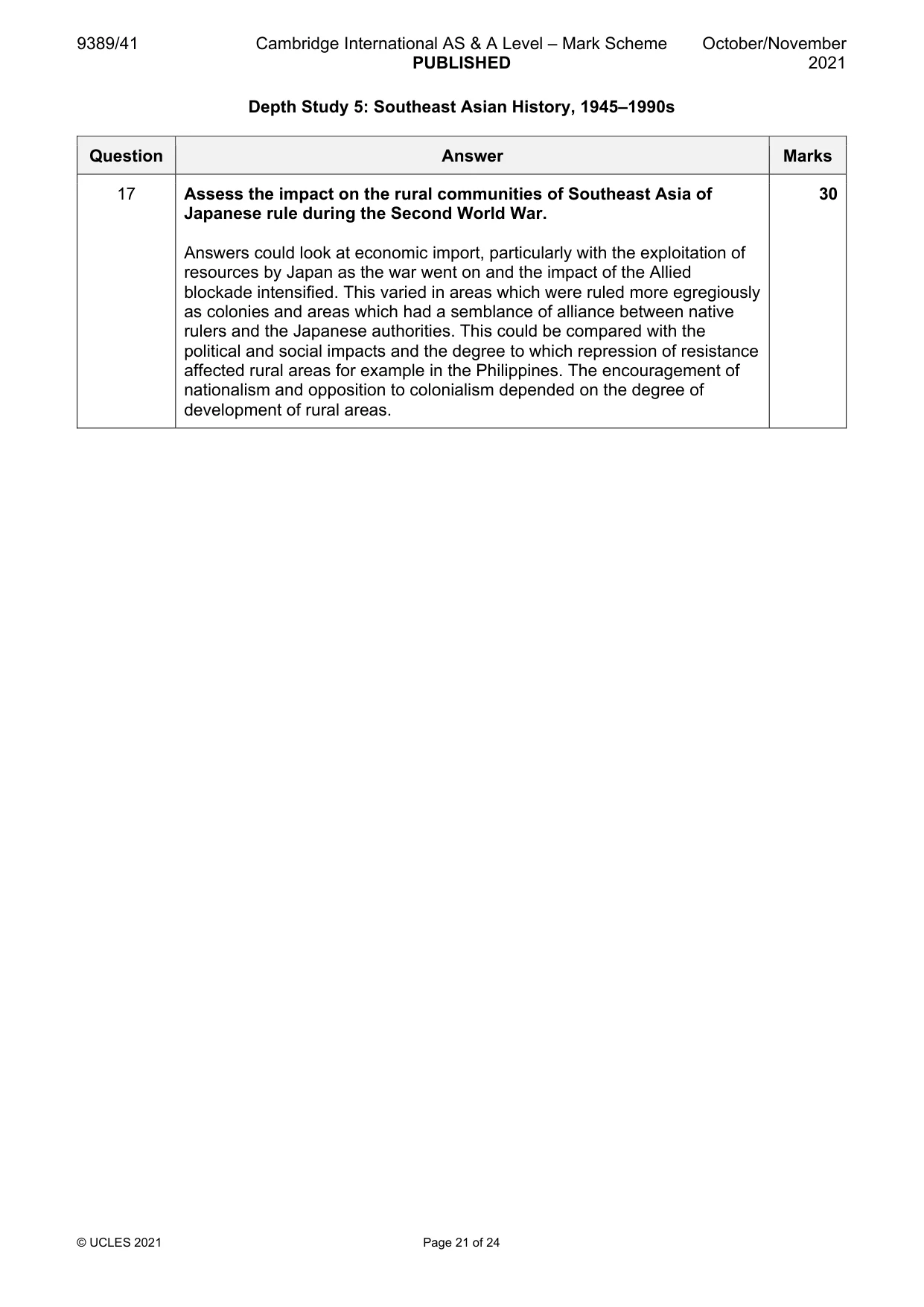 Mark scheme, page 21 of 24