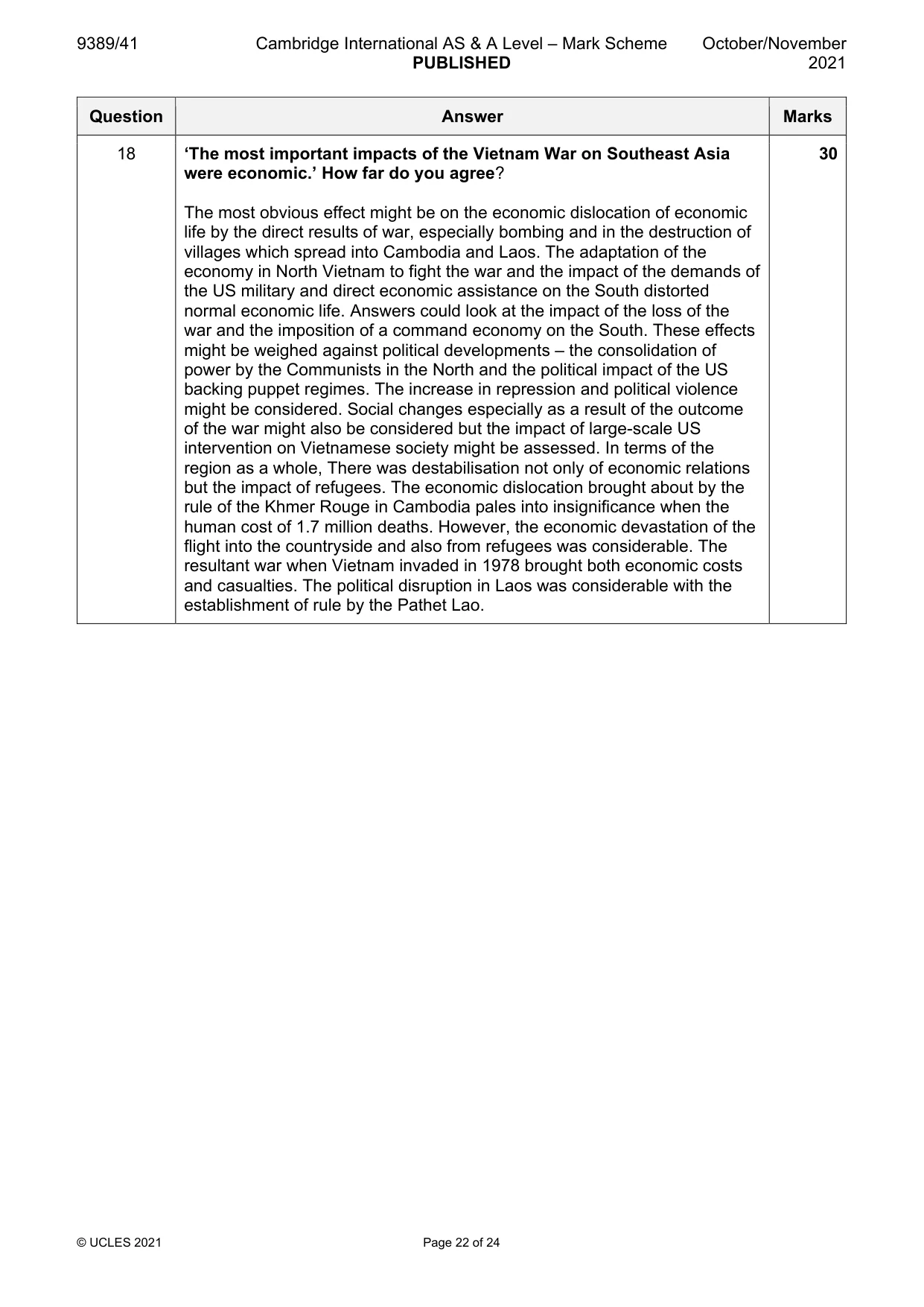 Mark scheme, page 22 of 24