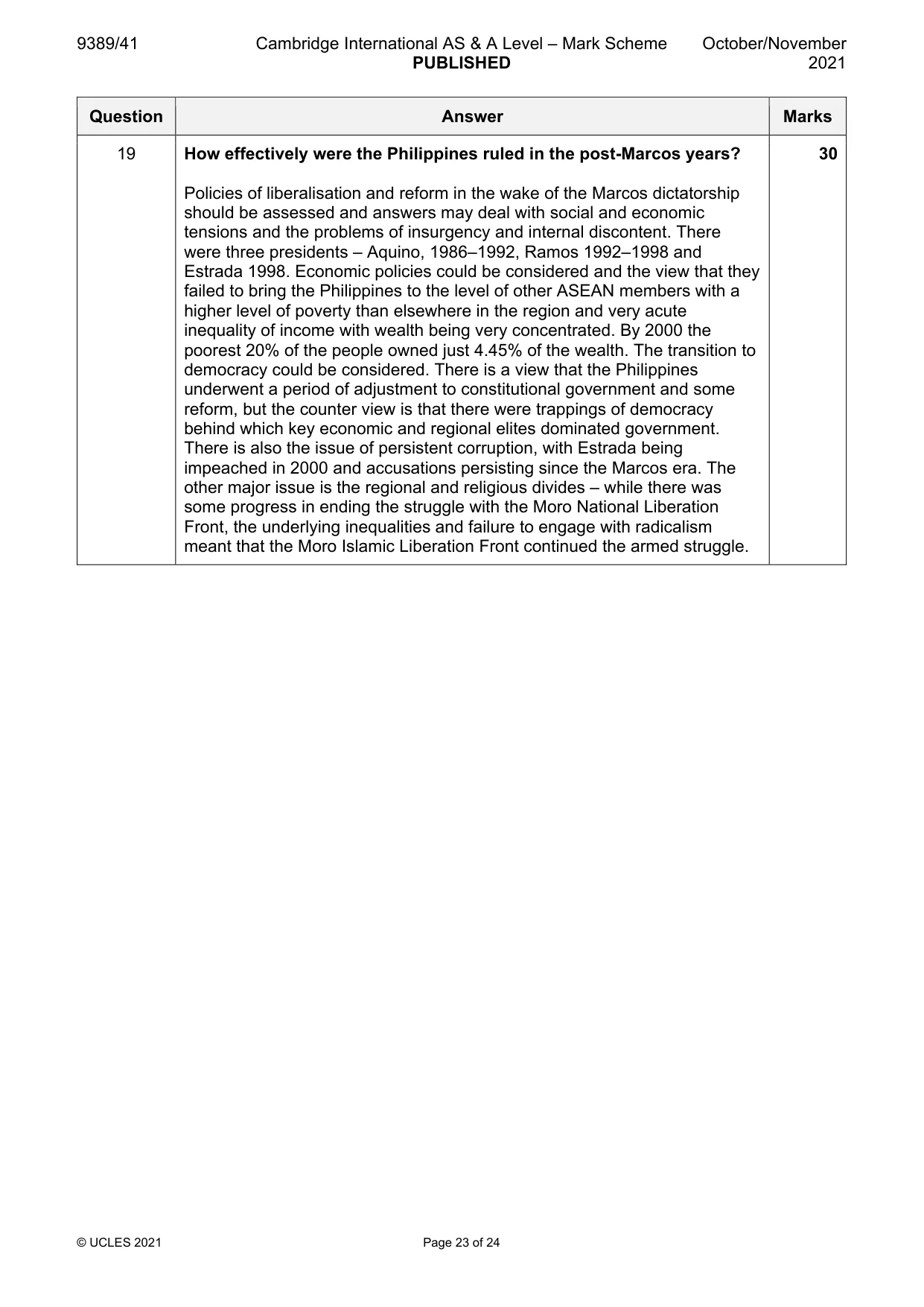 Mark scheme, page 23 of 24