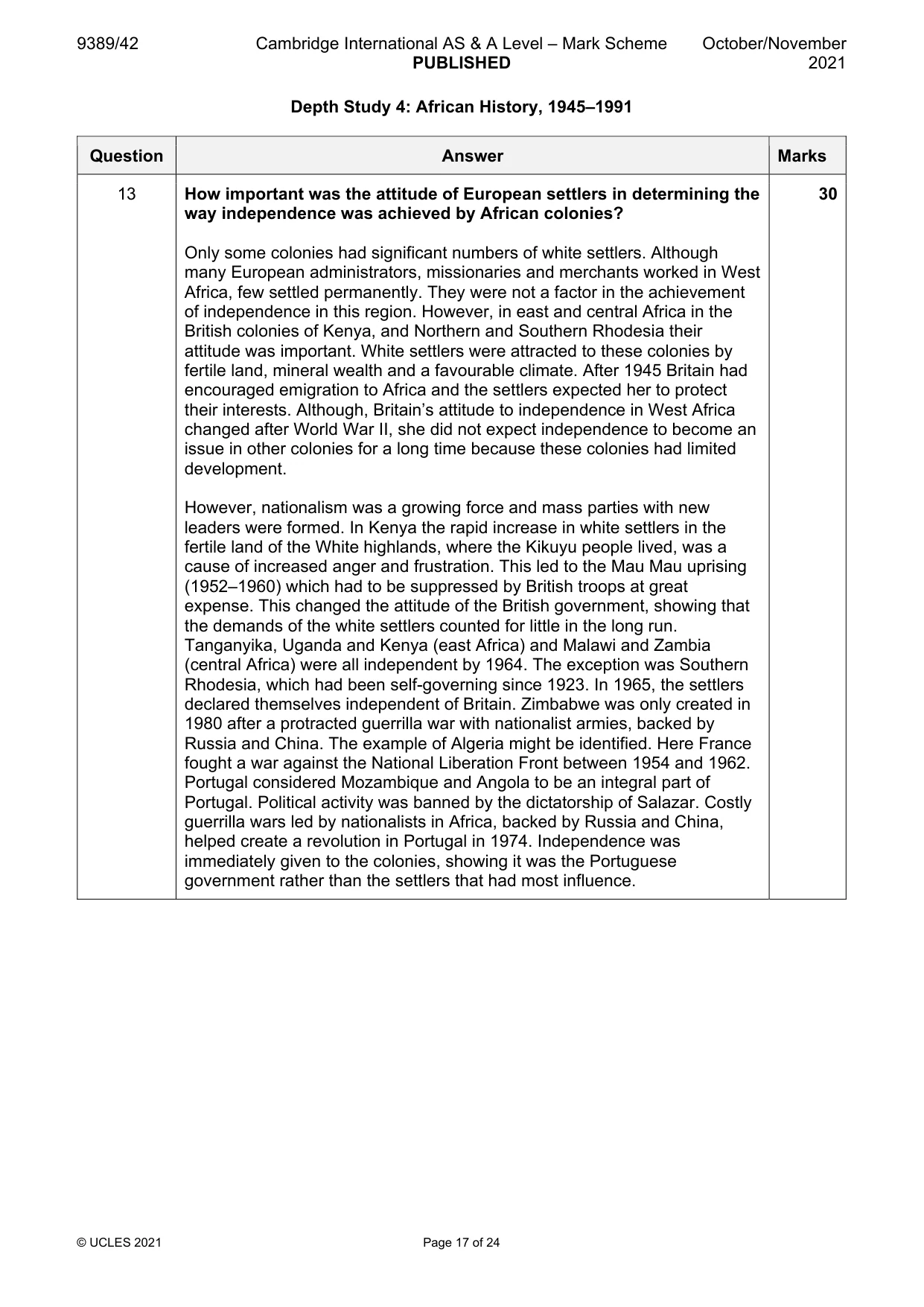 Mark scheme, page 17 of 24