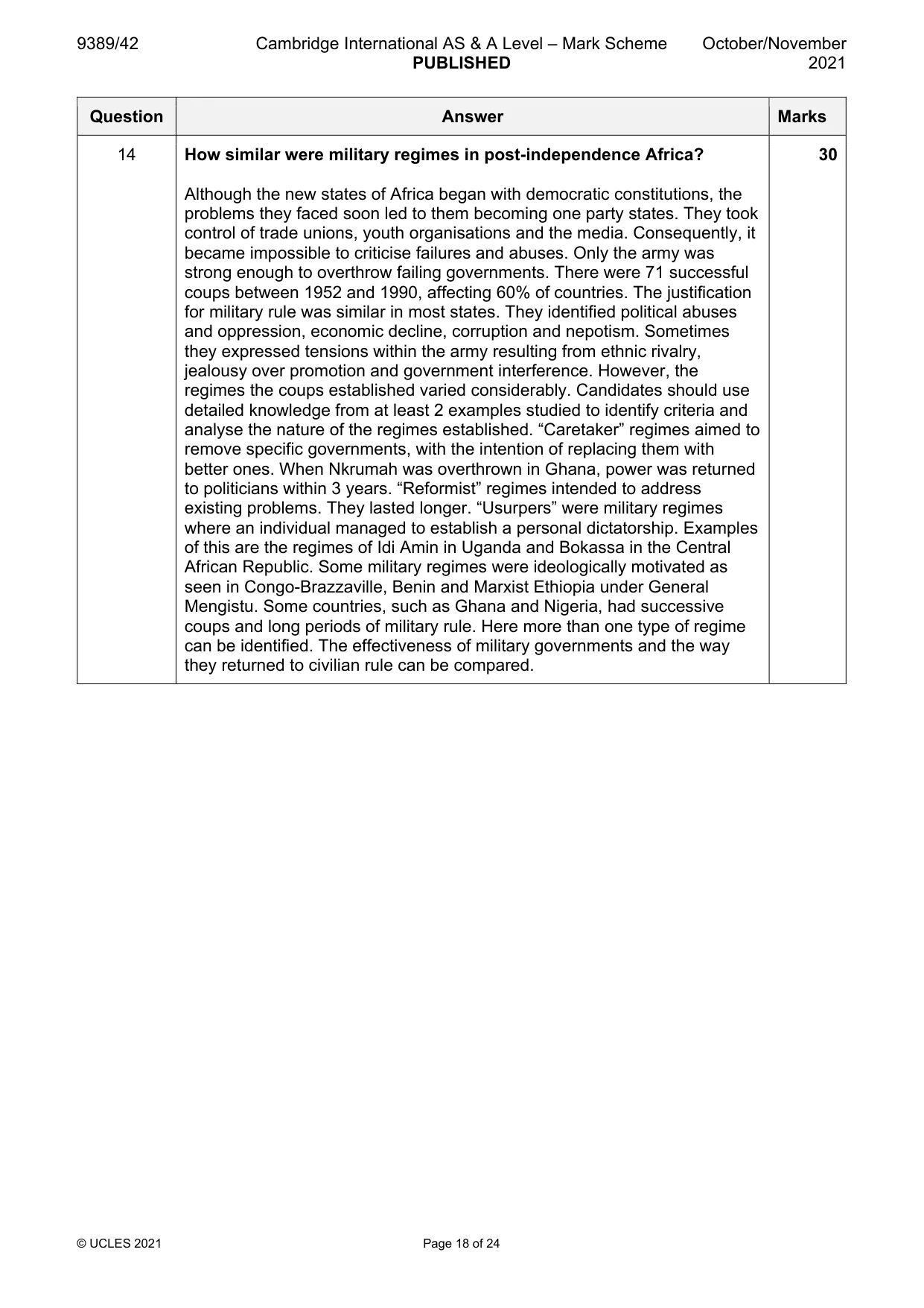 Mark scheme, page 18 of 24