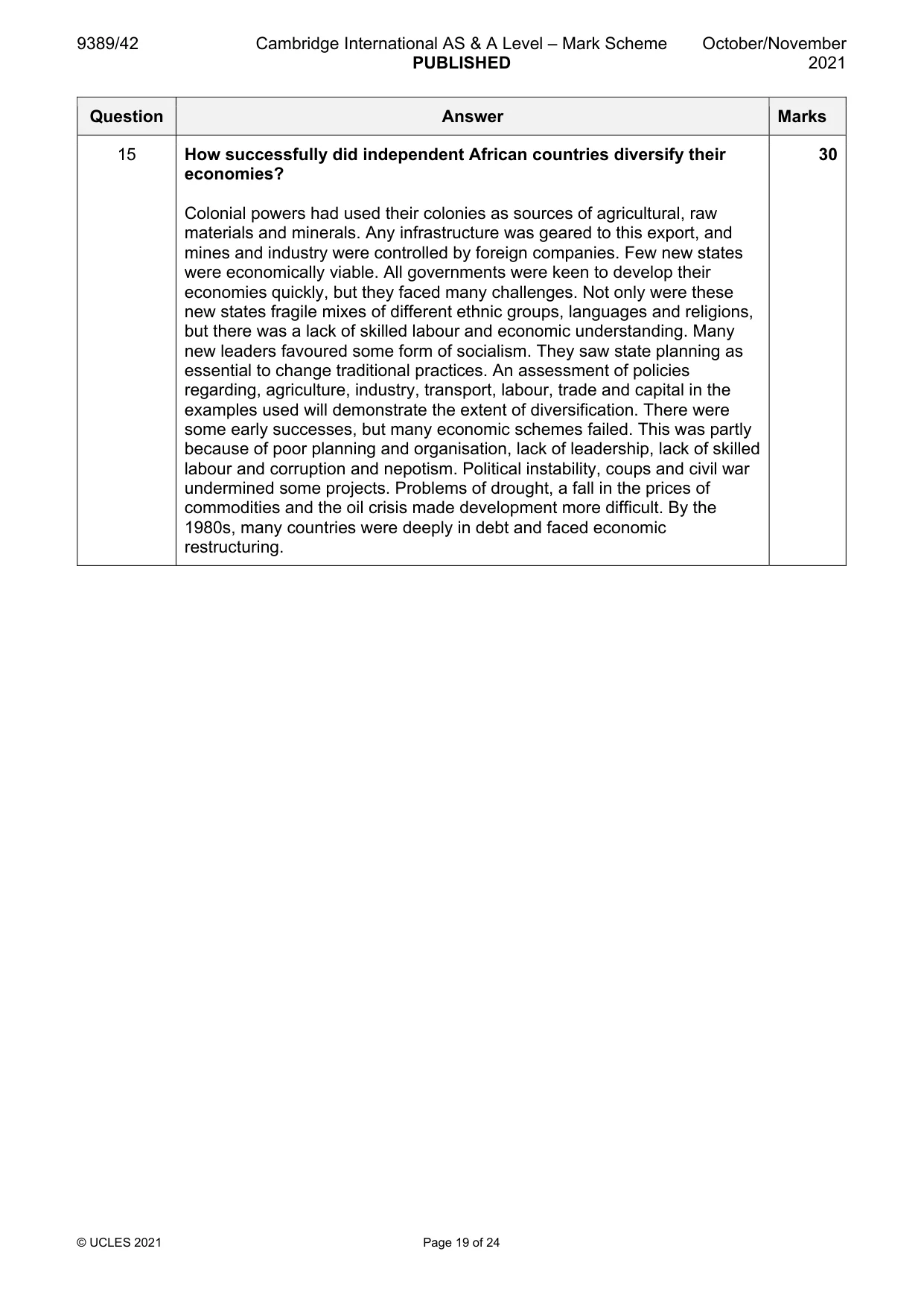 Mark scheme, page 19 of 24