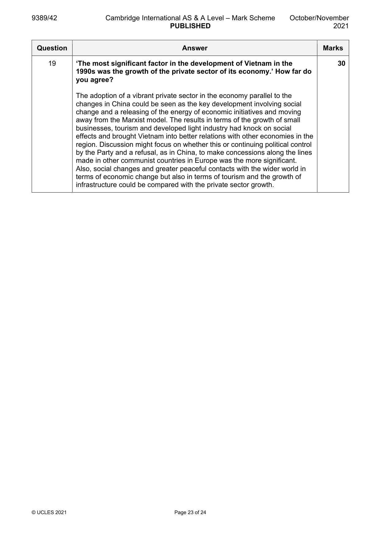Mark scheme, page 23 of 24