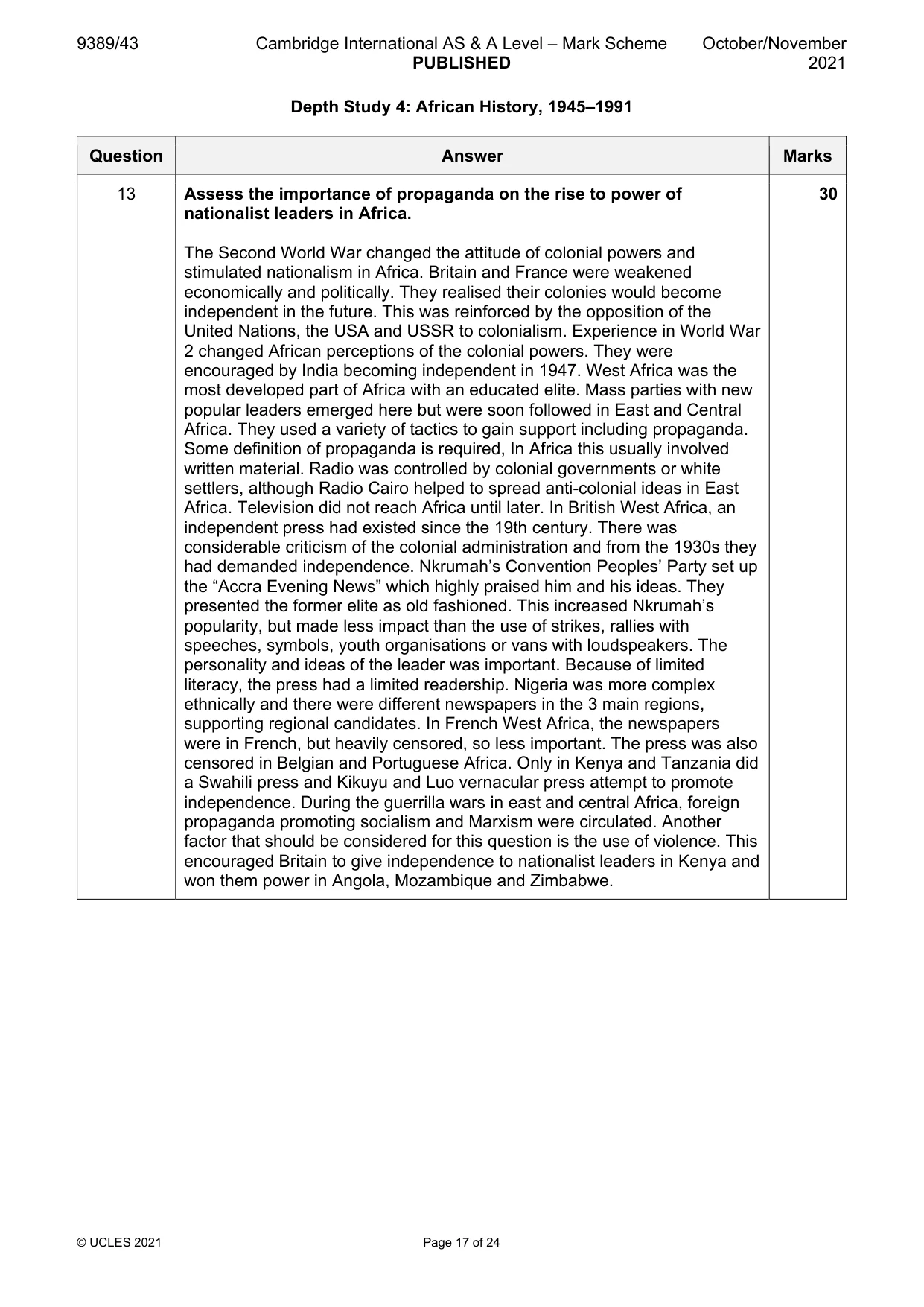 Mark scheme, page 17 of 24