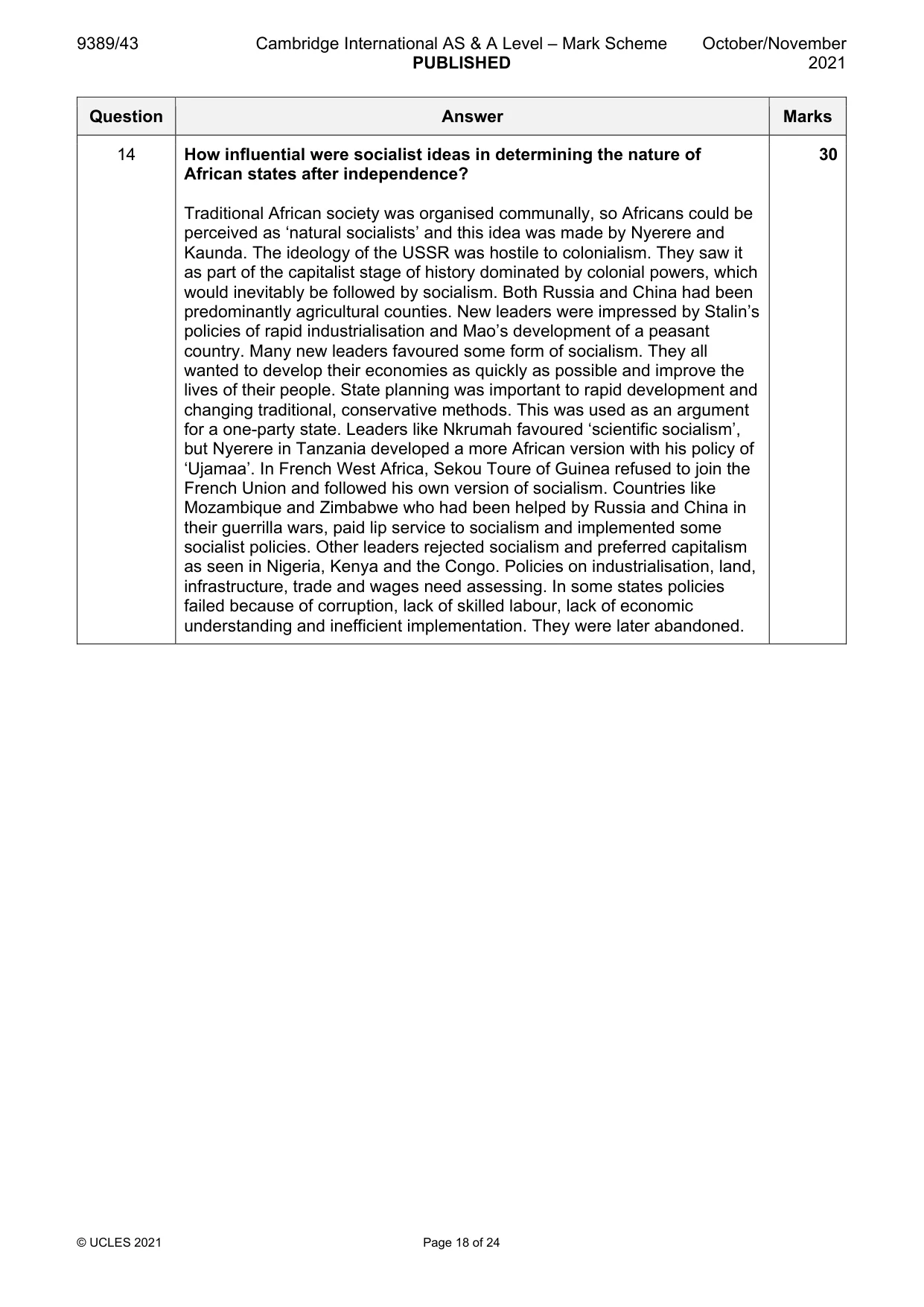 Mark scheme, page 18 of 24