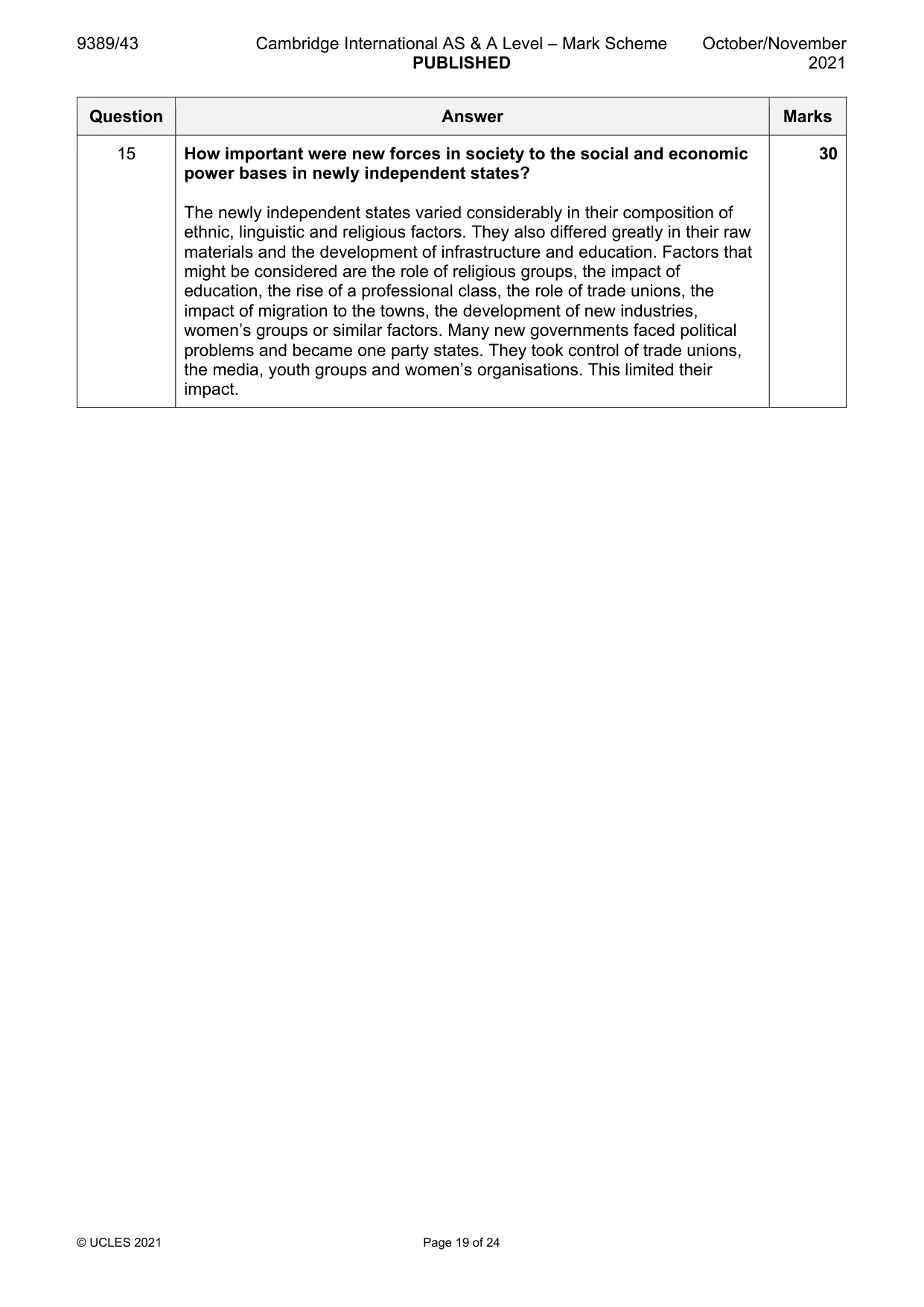 Mark scheme, page 19 of 24