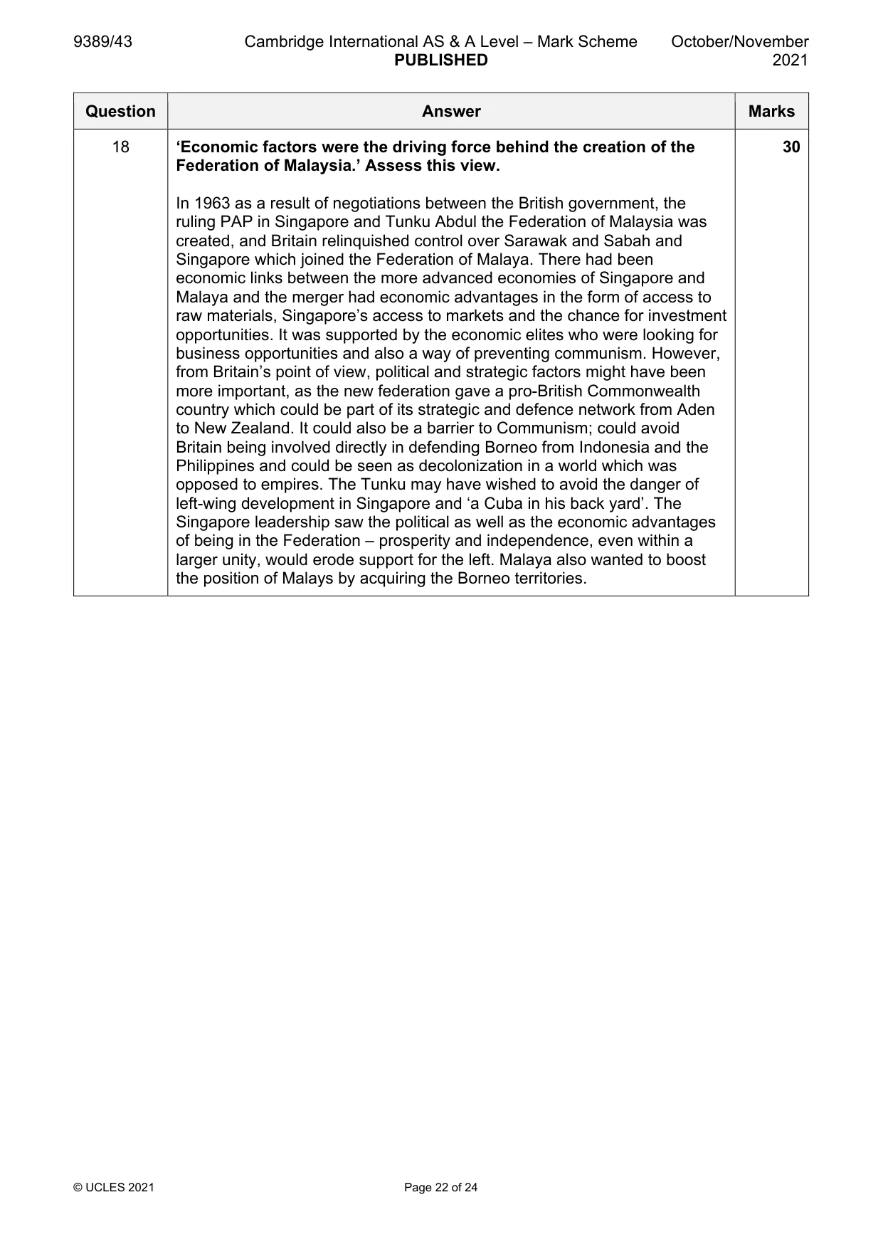 Mark scheme, page 22 of 24