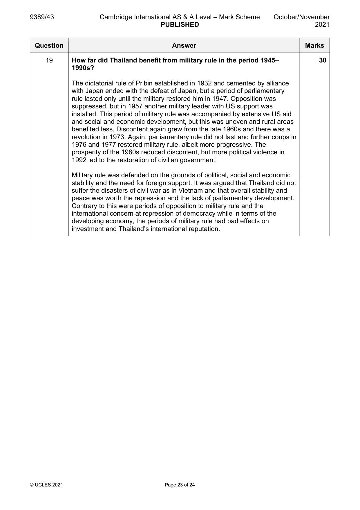 Mark scheme, page 23 of 24