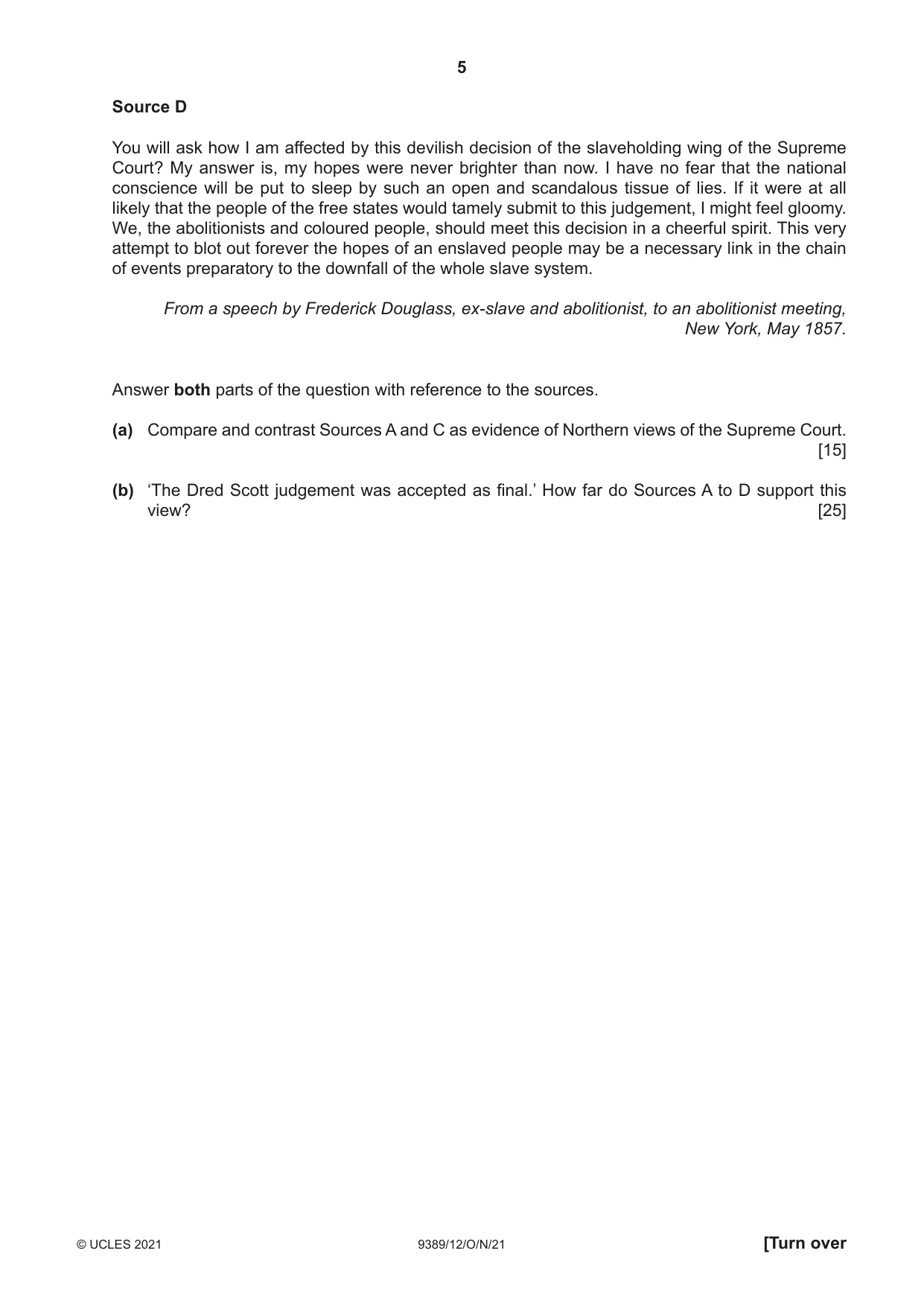 Cambridge A Level History 9389 2021 Oct/Nov Paper 1 · Variant 2 question paper, page 5 of 8