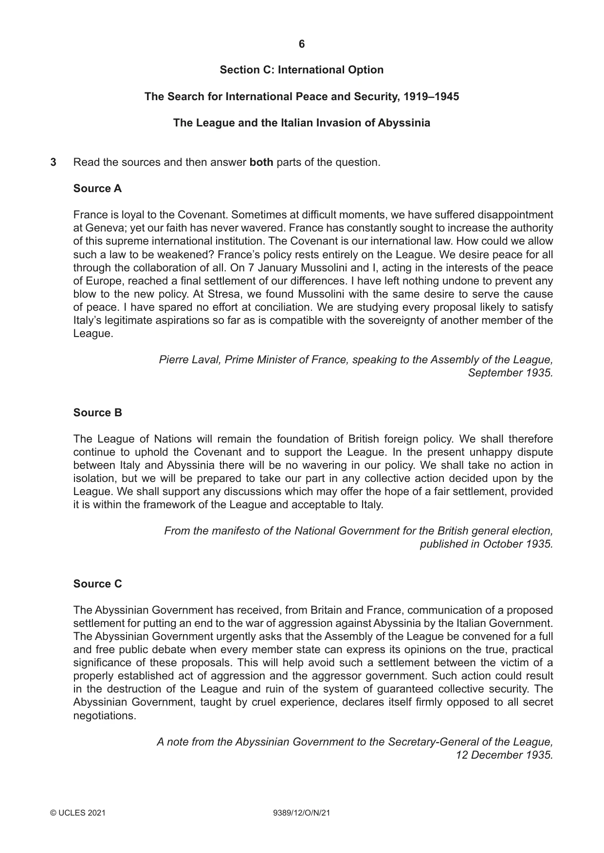 Cambridge A Level History 9389 2021 Oct/Nov Paper 1 · Variant 2 question paper, page 6 of 8