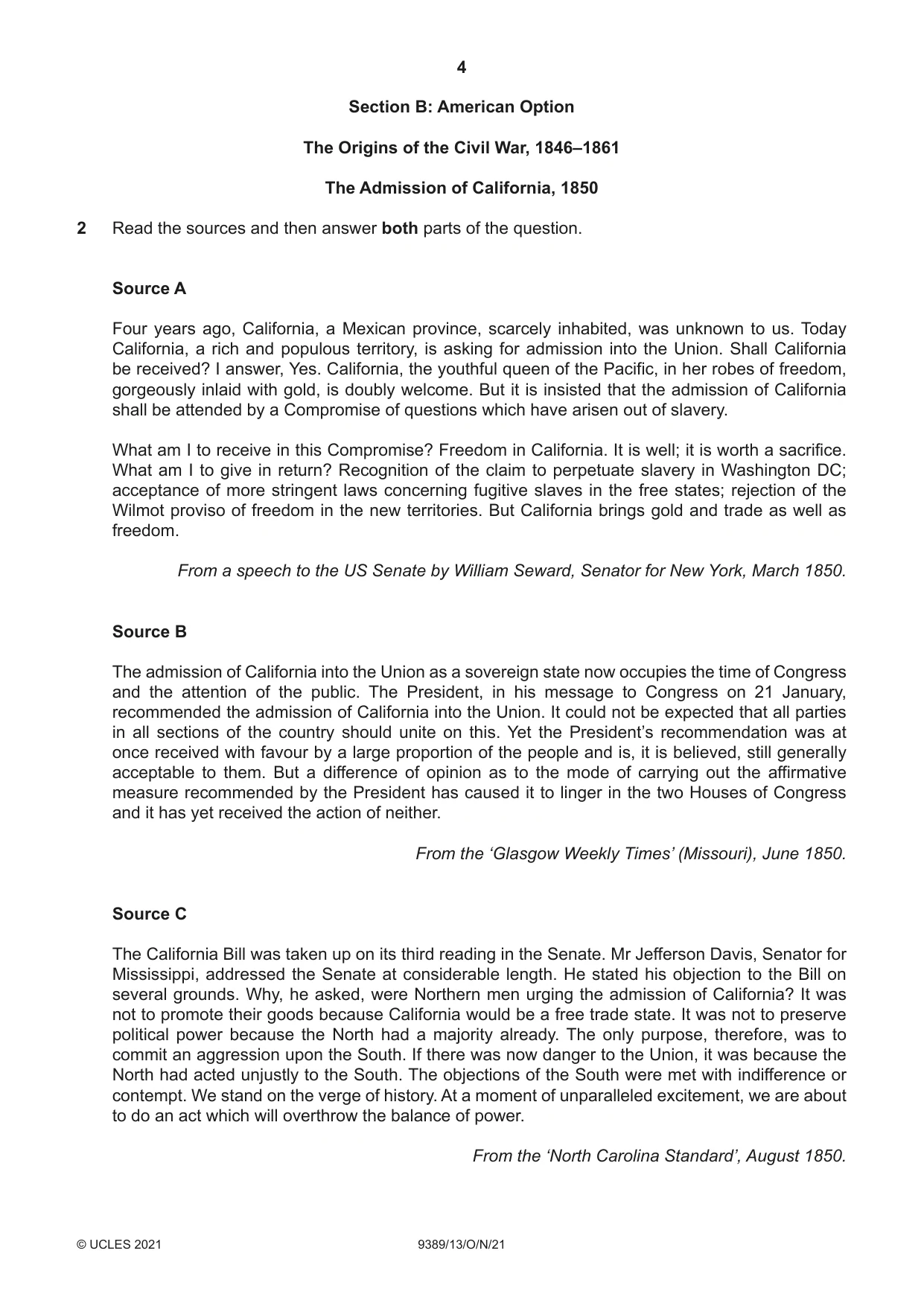 Cambridge A Level History 9389 2021 Oct/Nov Paper 1 · Variant 3 question paper, page 4 of 8