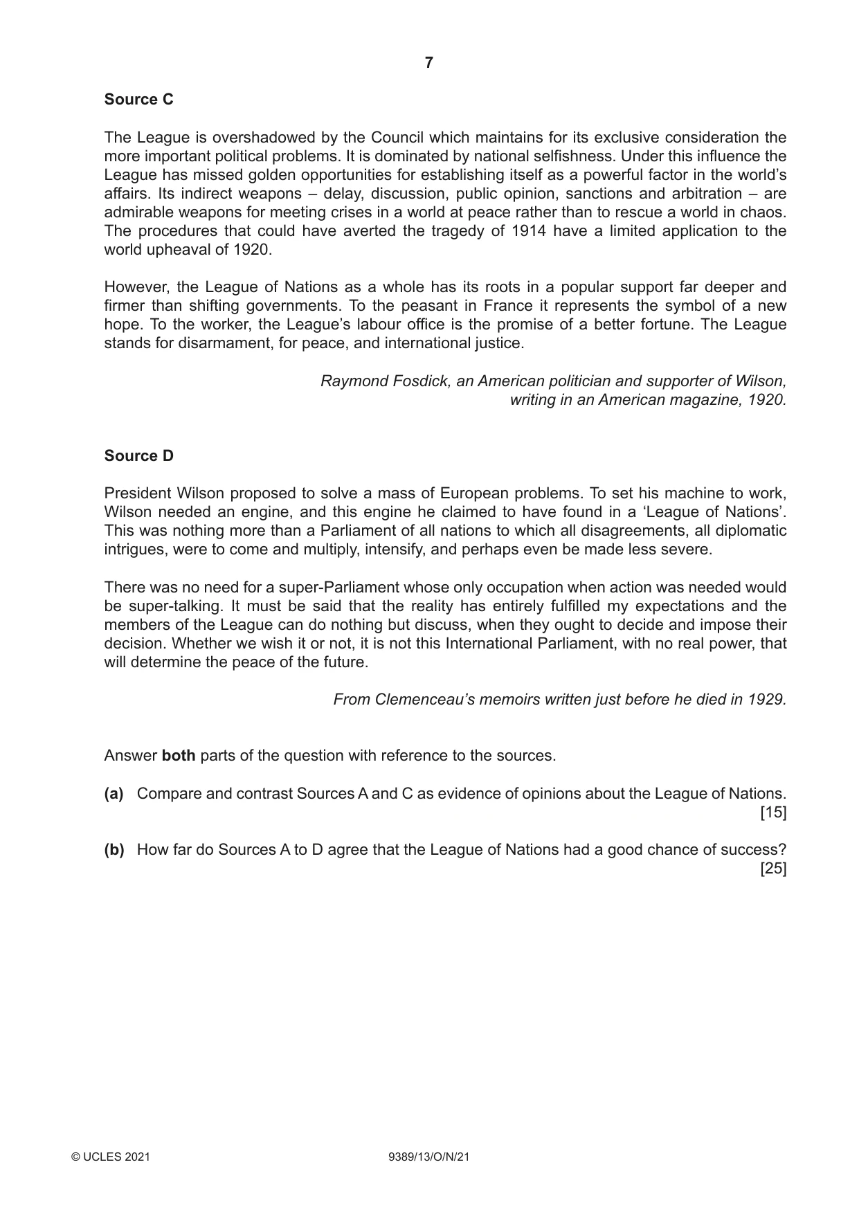 Cambridge A Level History 9389 2021 Oct/Nov Paper 1 · Variant 3 question paper, page 7 of 8