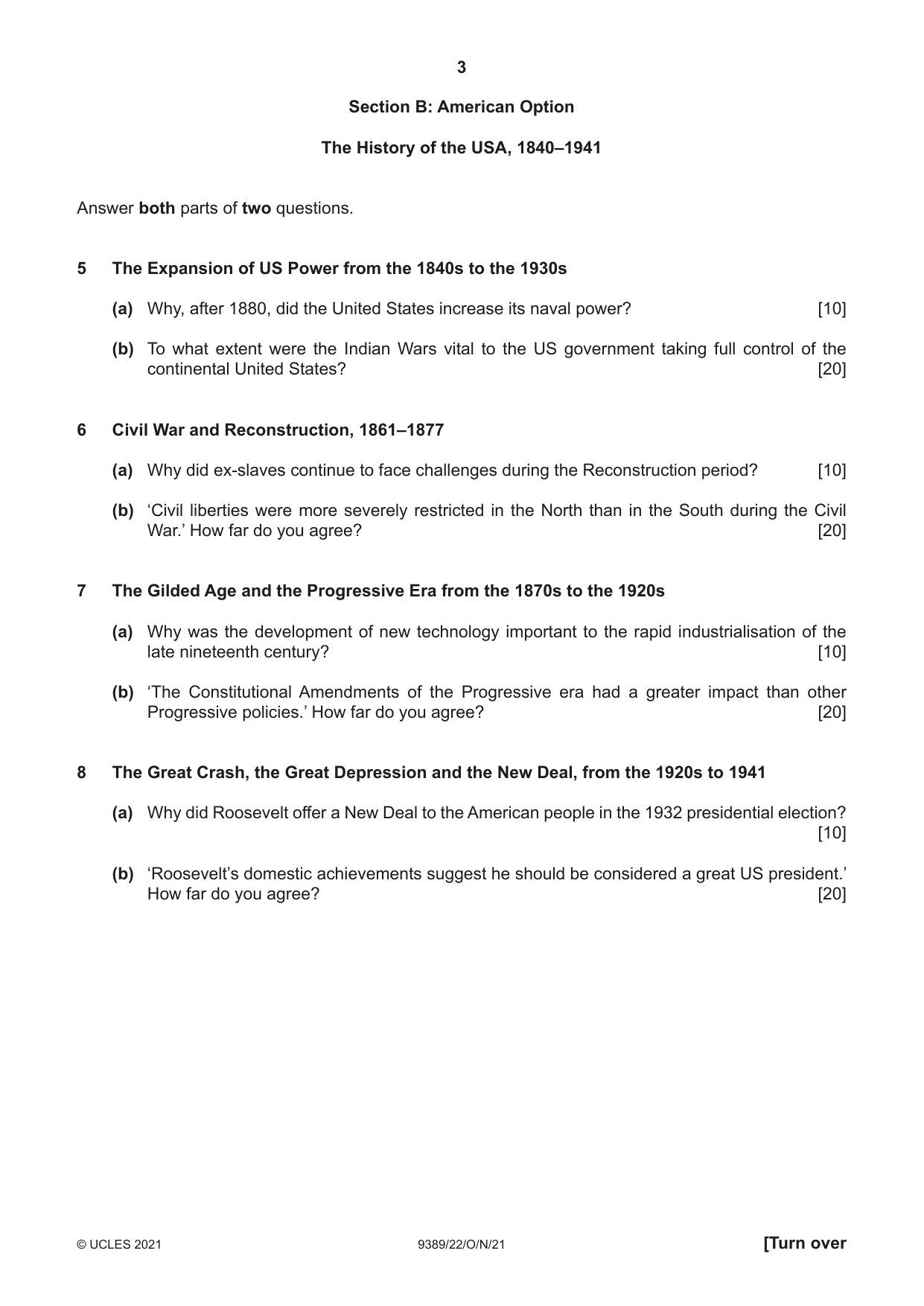Cambridge A Level History 9389 2021 Oct/Nov Paper 2 · Variant 2 question paper, page 3 of 4