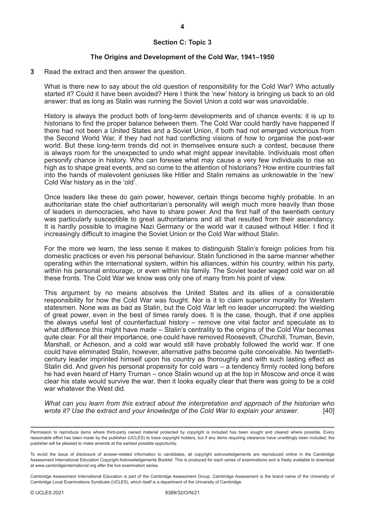 Cambridge A Level History 9389 2021 Oct/Nov Paper 3 · Variant 2 question paper, page 4 of 4
