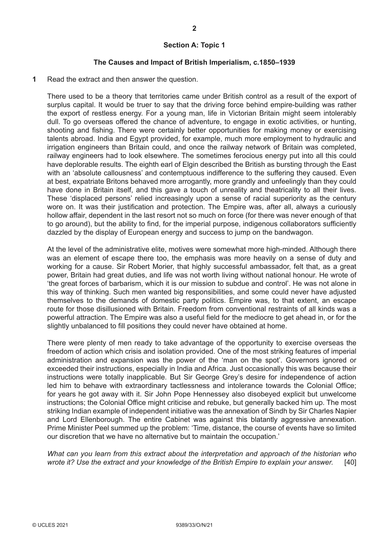 Cambridge A Level History 9389 2021 Oct/Nov Paper 3 · Variant 3 question paper, page 2 of 8
