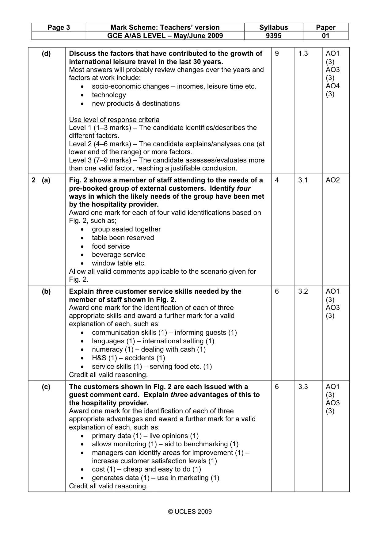 Mark scheme, page 3 of 7