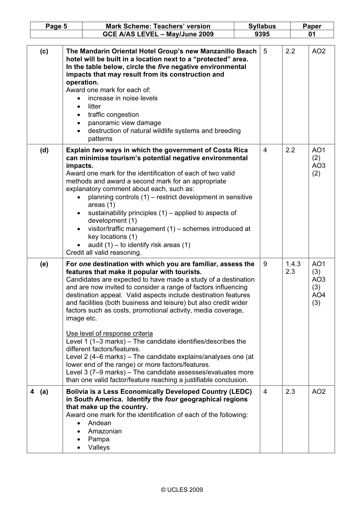 Mark scheme, page 5 of 7