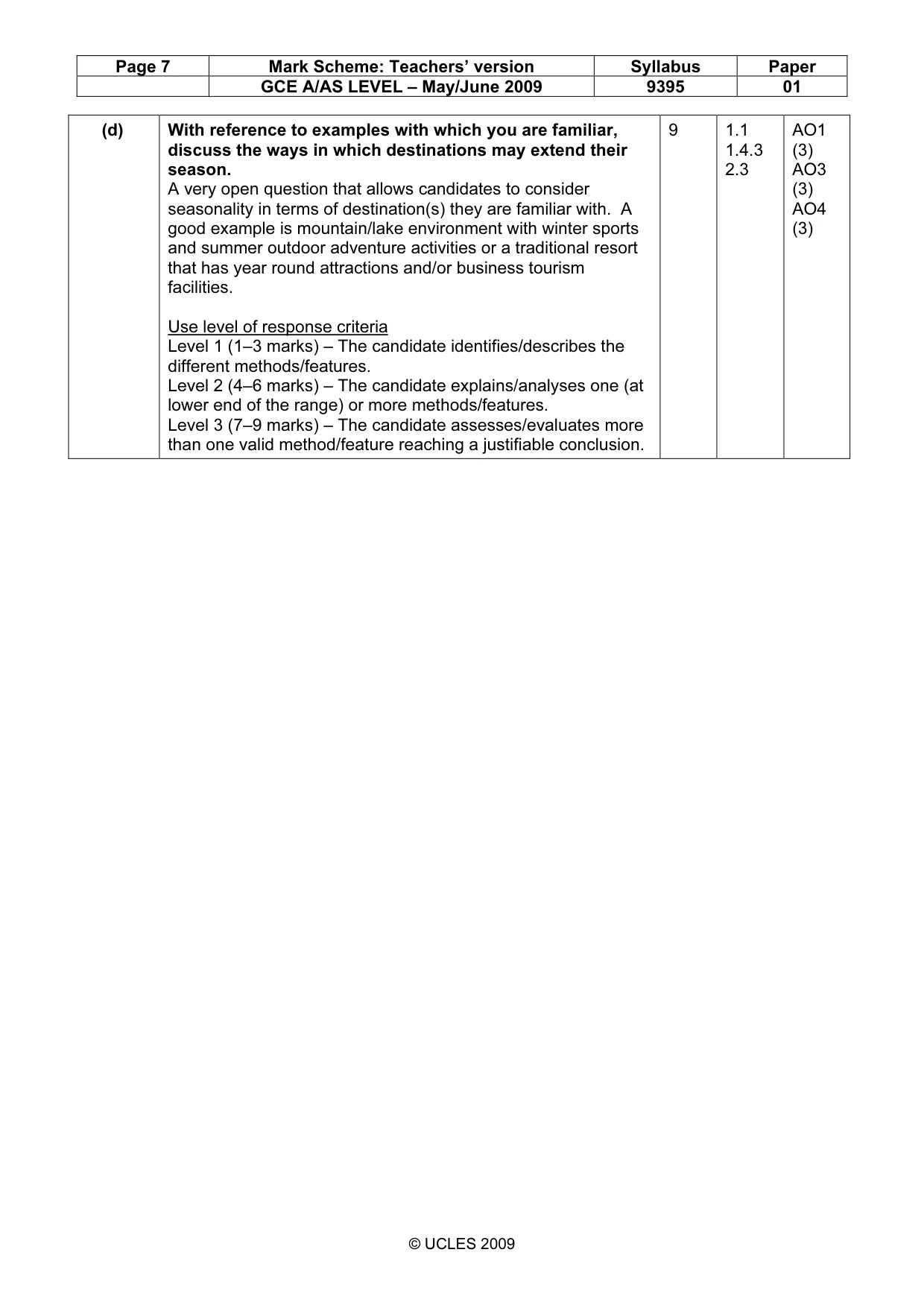 Mark scheme, page 7 of 7