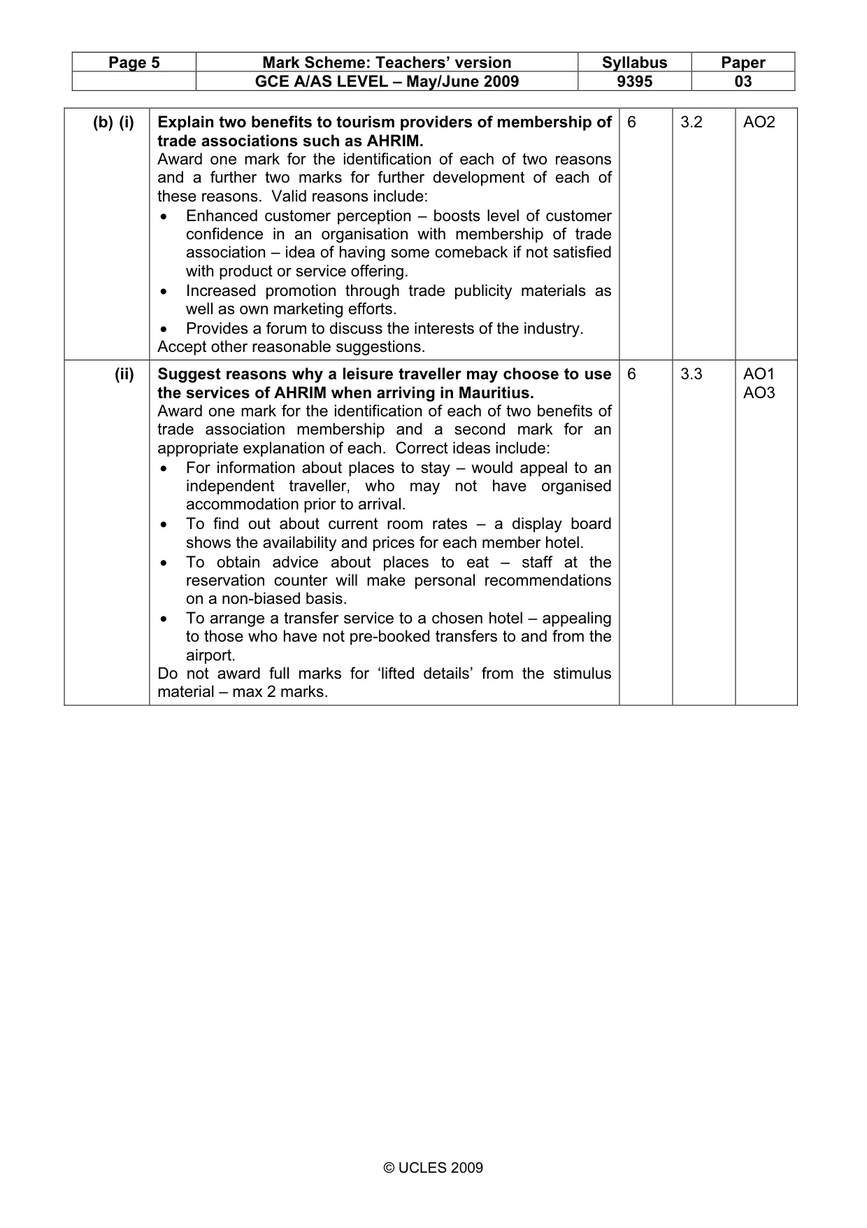 Mark scheme, page 5 of 11