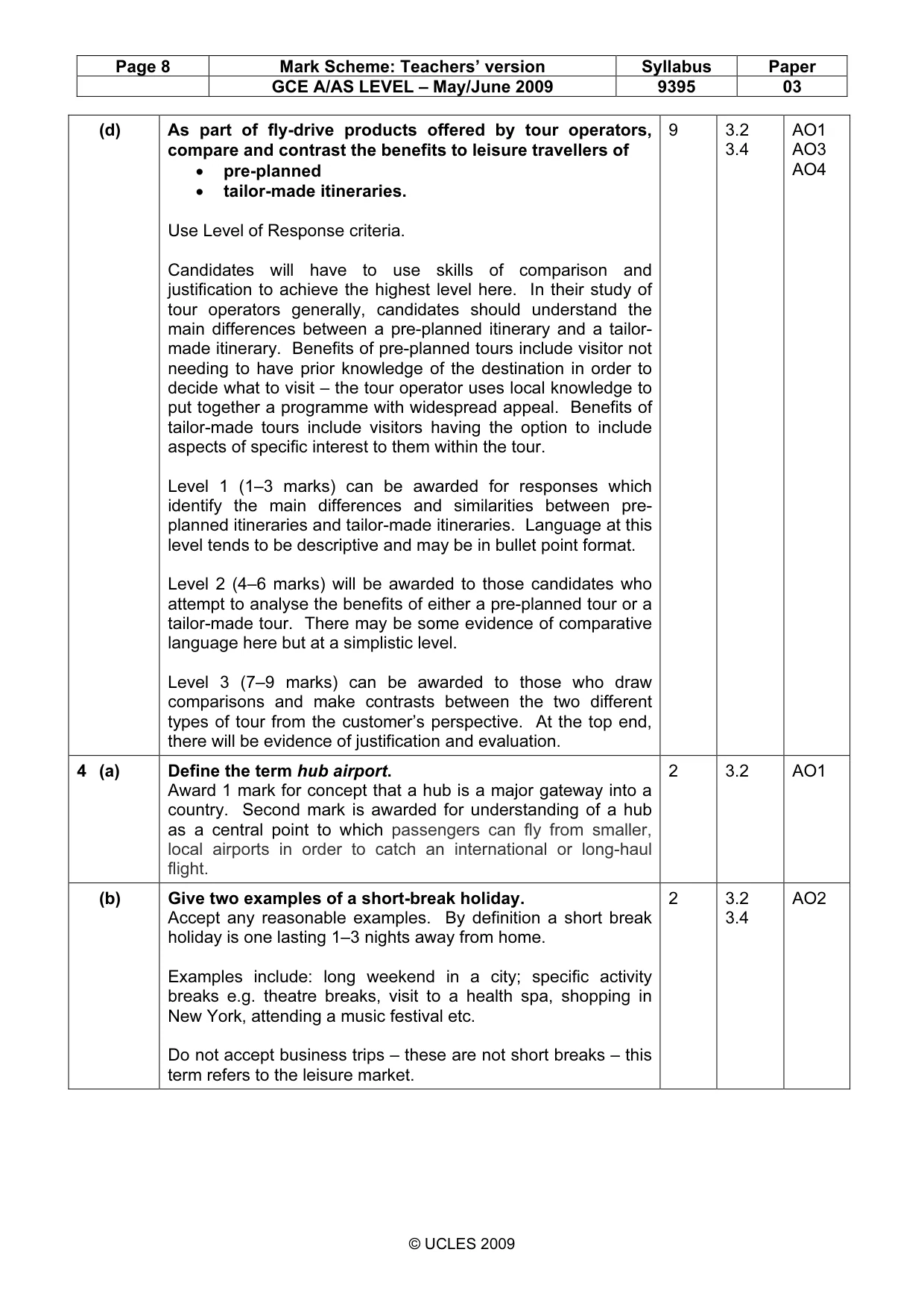 Mark scheme, page 8 of 11