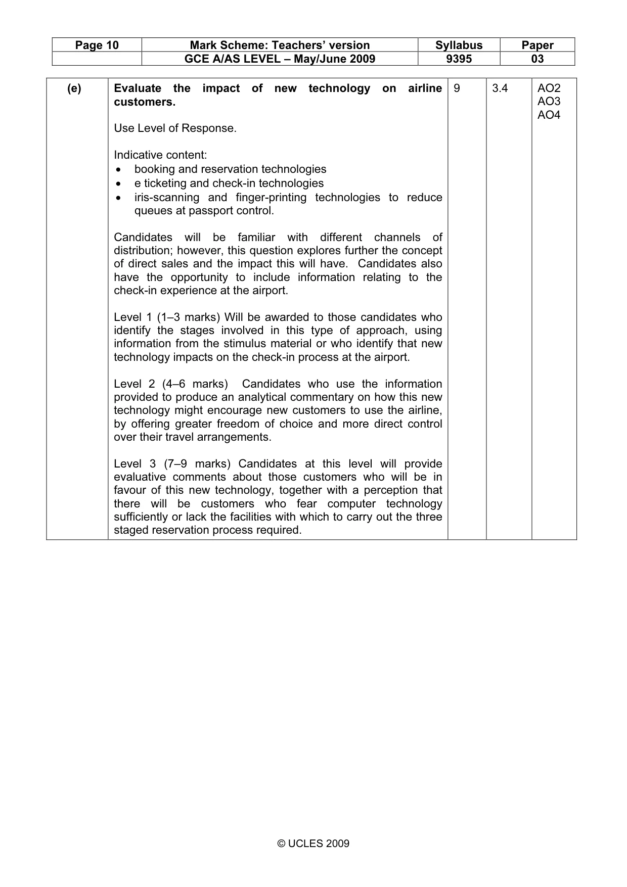 Mark scheme, page 10 of 11