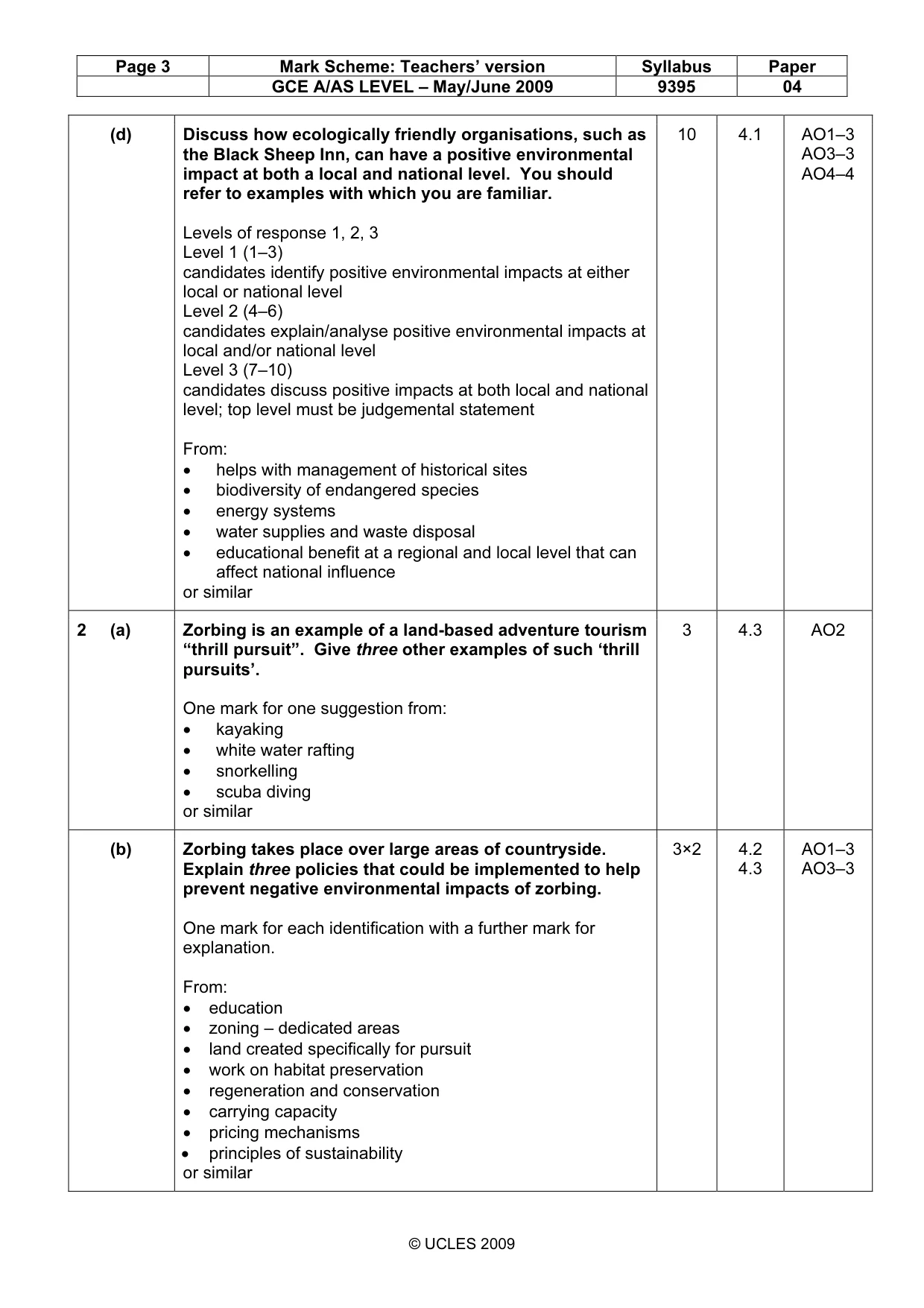 Mark scheme, page 3 of 4