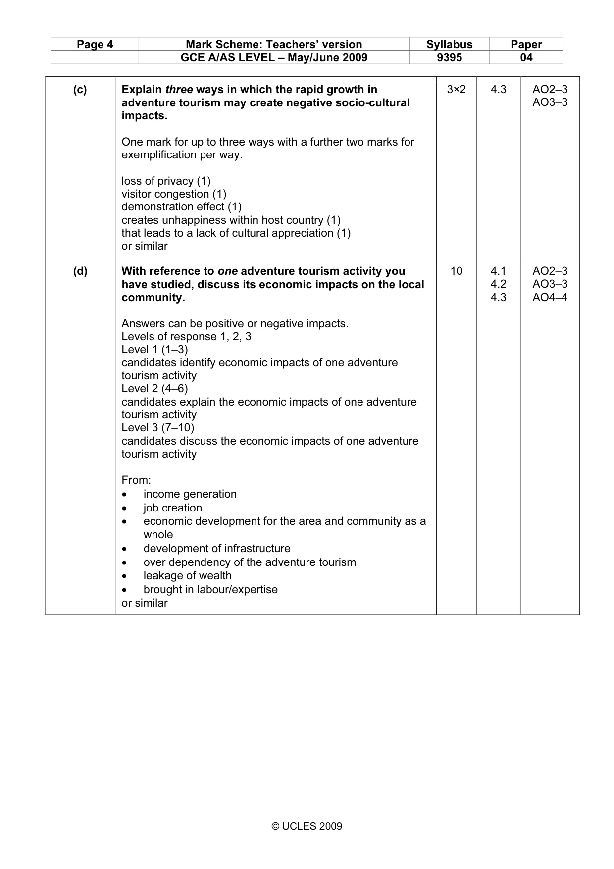Mark scheme, page 4 of 4