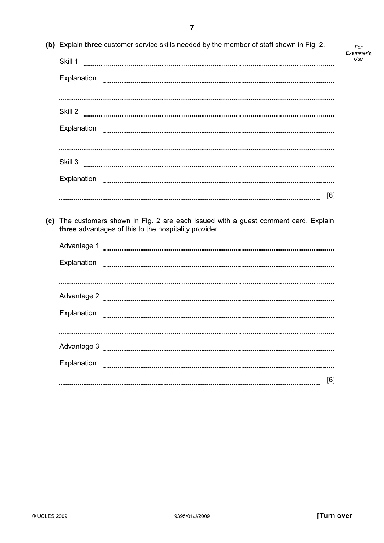 Cambridge A Level Travel and Tourism 9395 2009 May/June Paper 1 · Variant 1 question paper, page 7 of 16